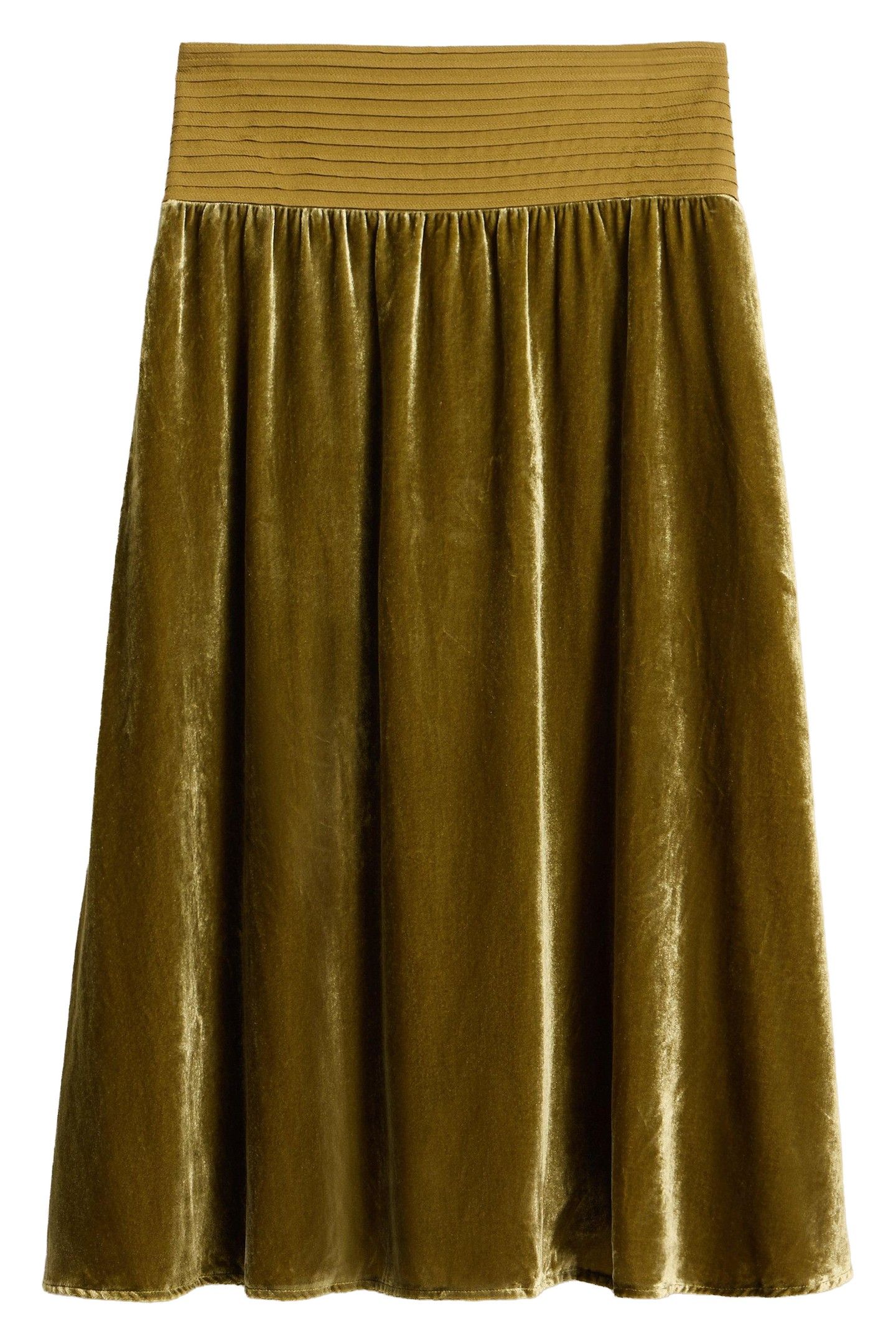 MAEVA VELVET SKIRT KHAKI GREEN 2