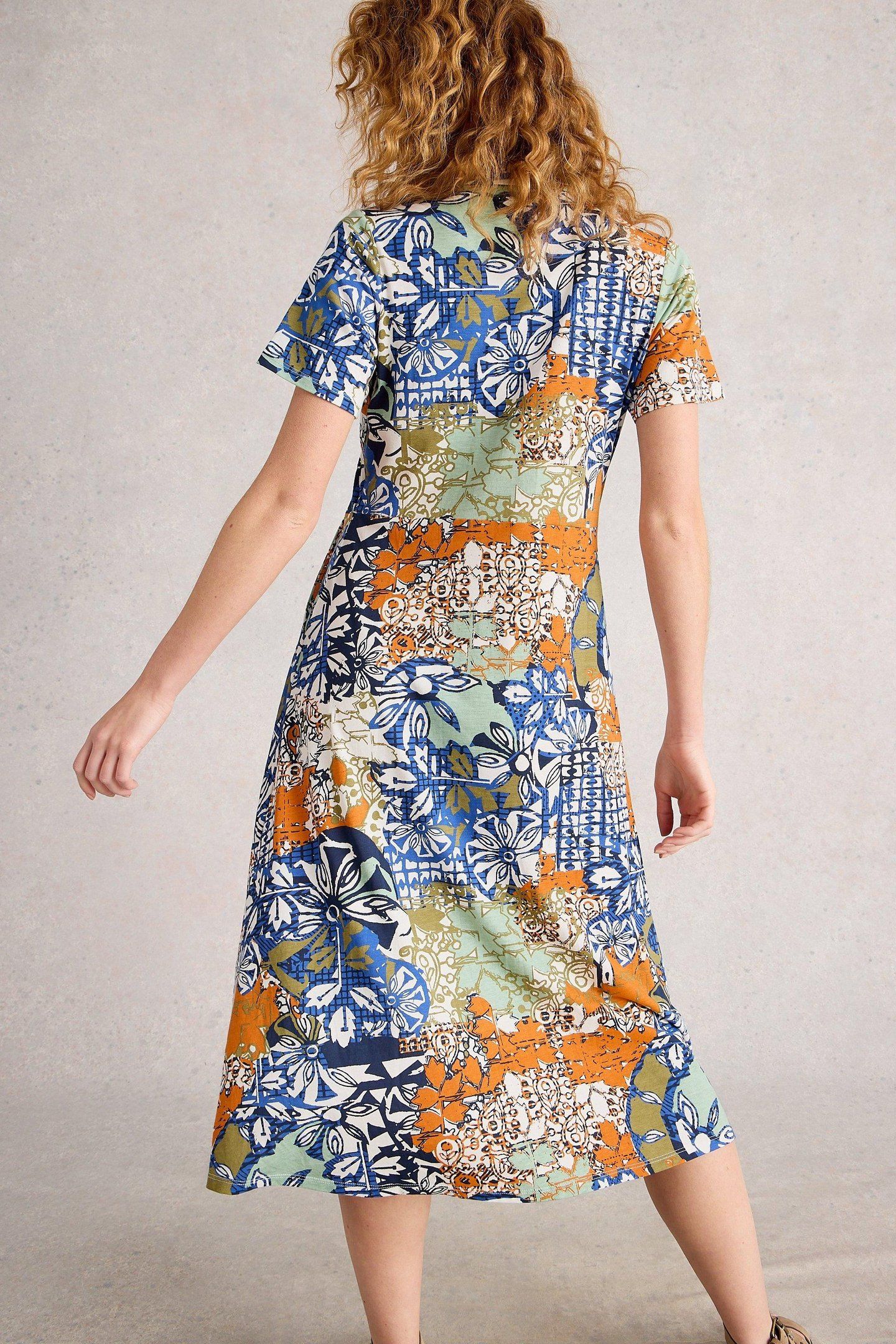 RUA JERSEY SHIRT DRESS ORANGE MULTI 2