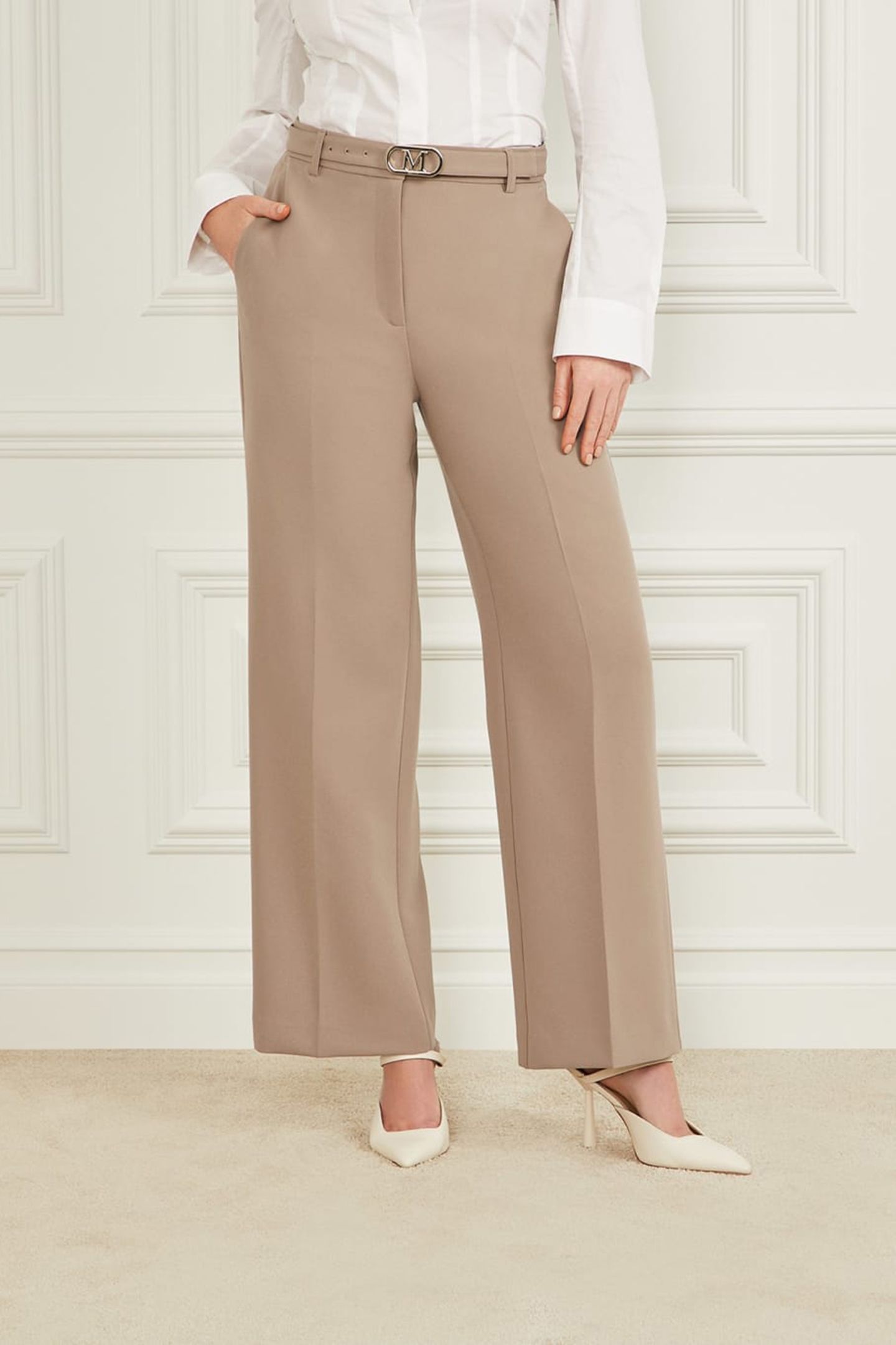 MARCIANO BY GUESS CELIA STRAIGHT PANT SILK TAUPE 1