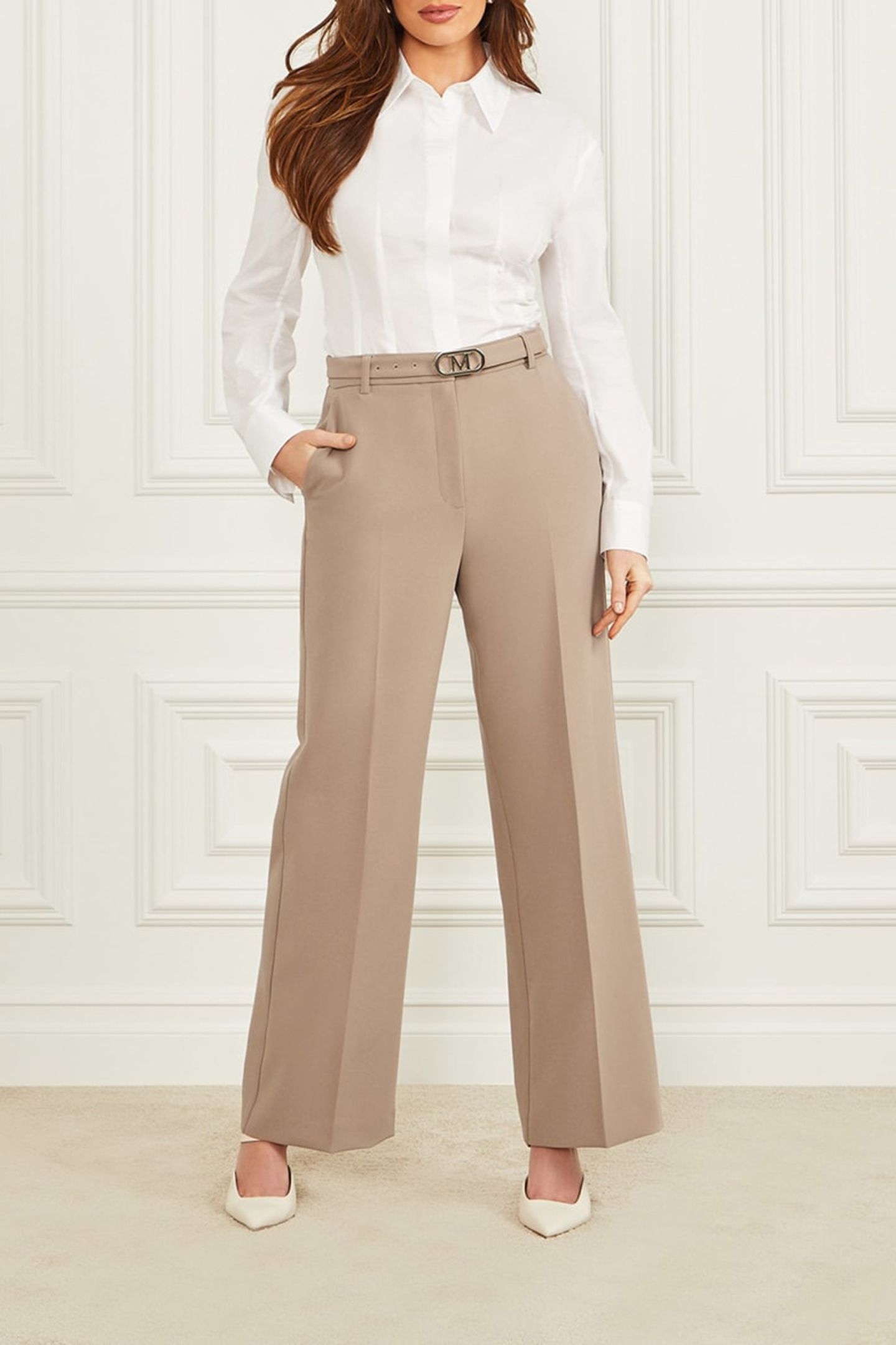MARCIANO BY GUESS CELIA STRAIGHT PANT SILK TAUPE 2