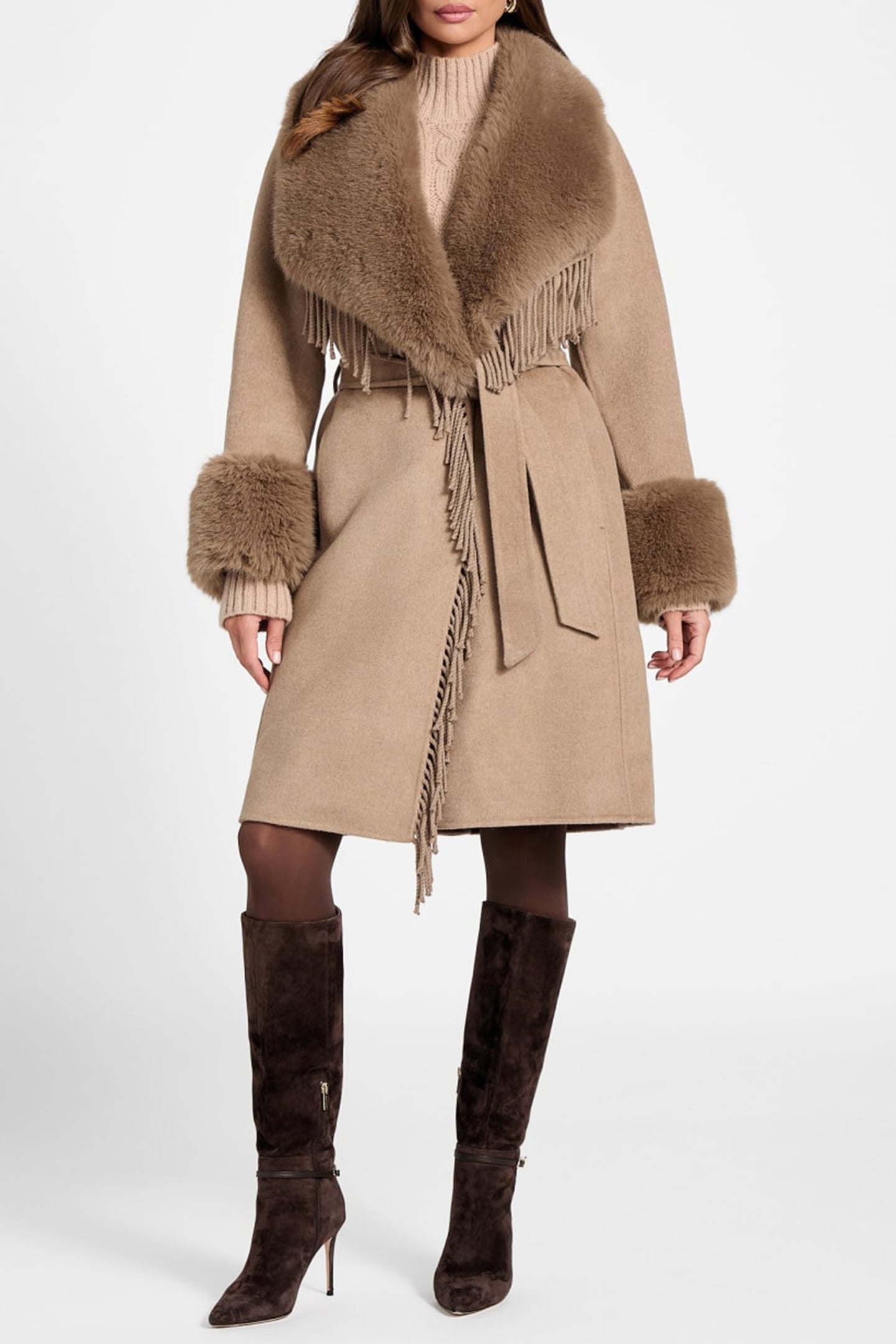 MARCIANO BY GUESS LILIANA COAT SILK TAUPE 2