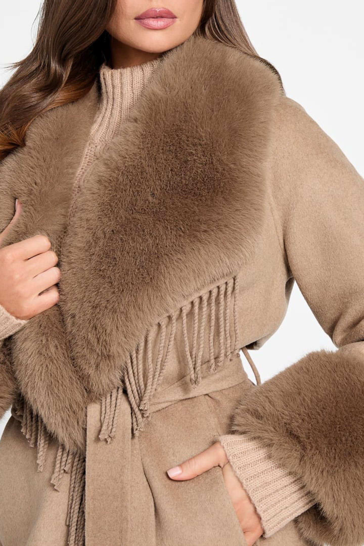 MARCIANO BY GUESS LILIANA COAT SILK TAUPE 9