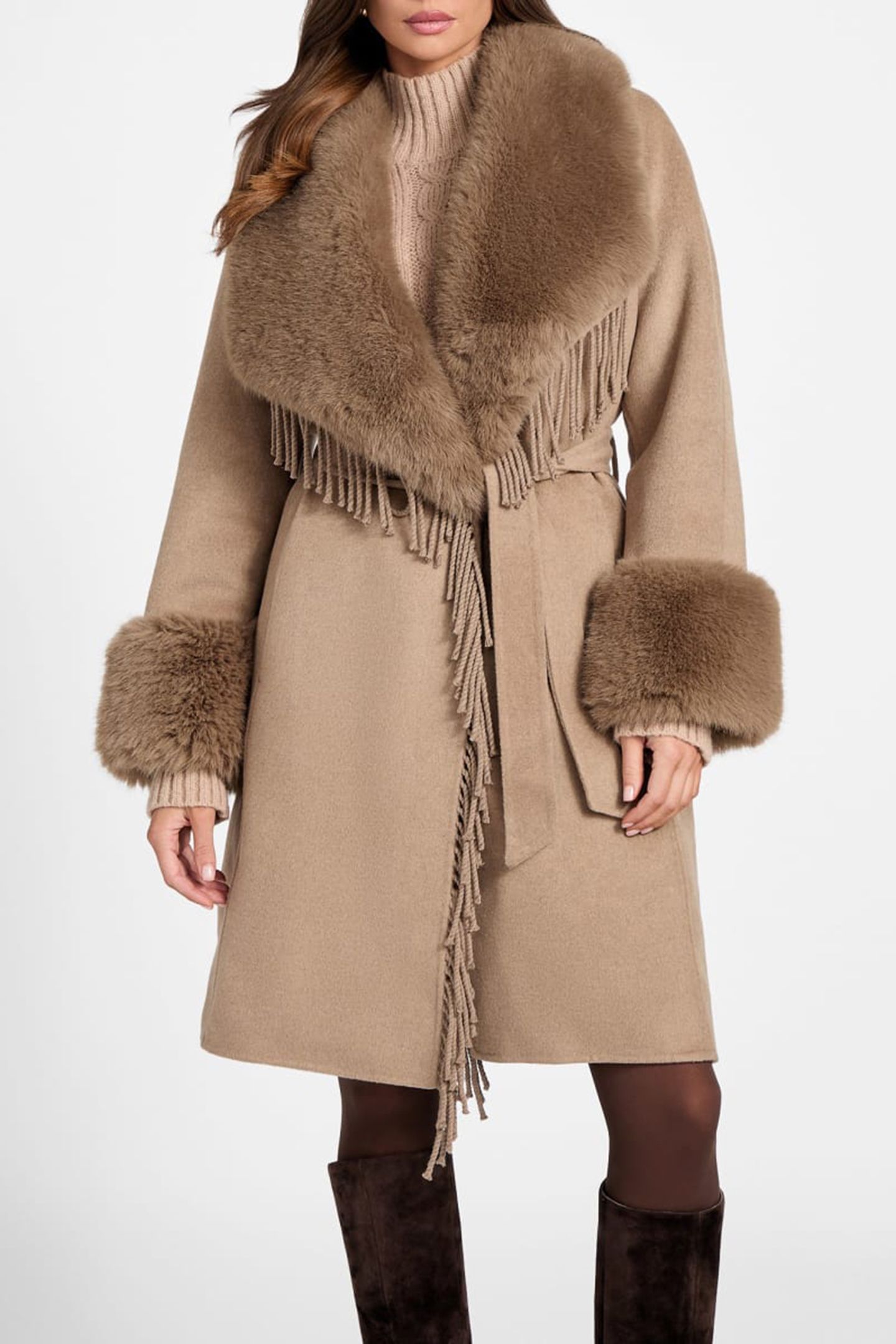 MARCIANO BY GUESS LILIANA COAT SILK TAUPE 5
