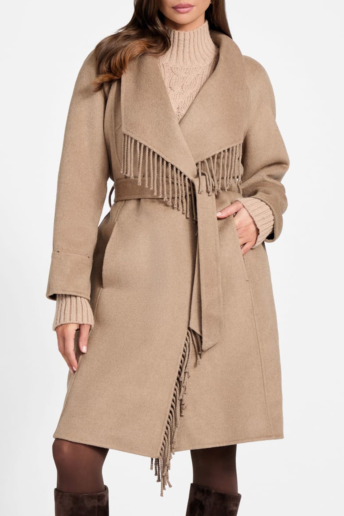 MARCIANO BY GUESS LILIANA COAT SILK TAUPE 6