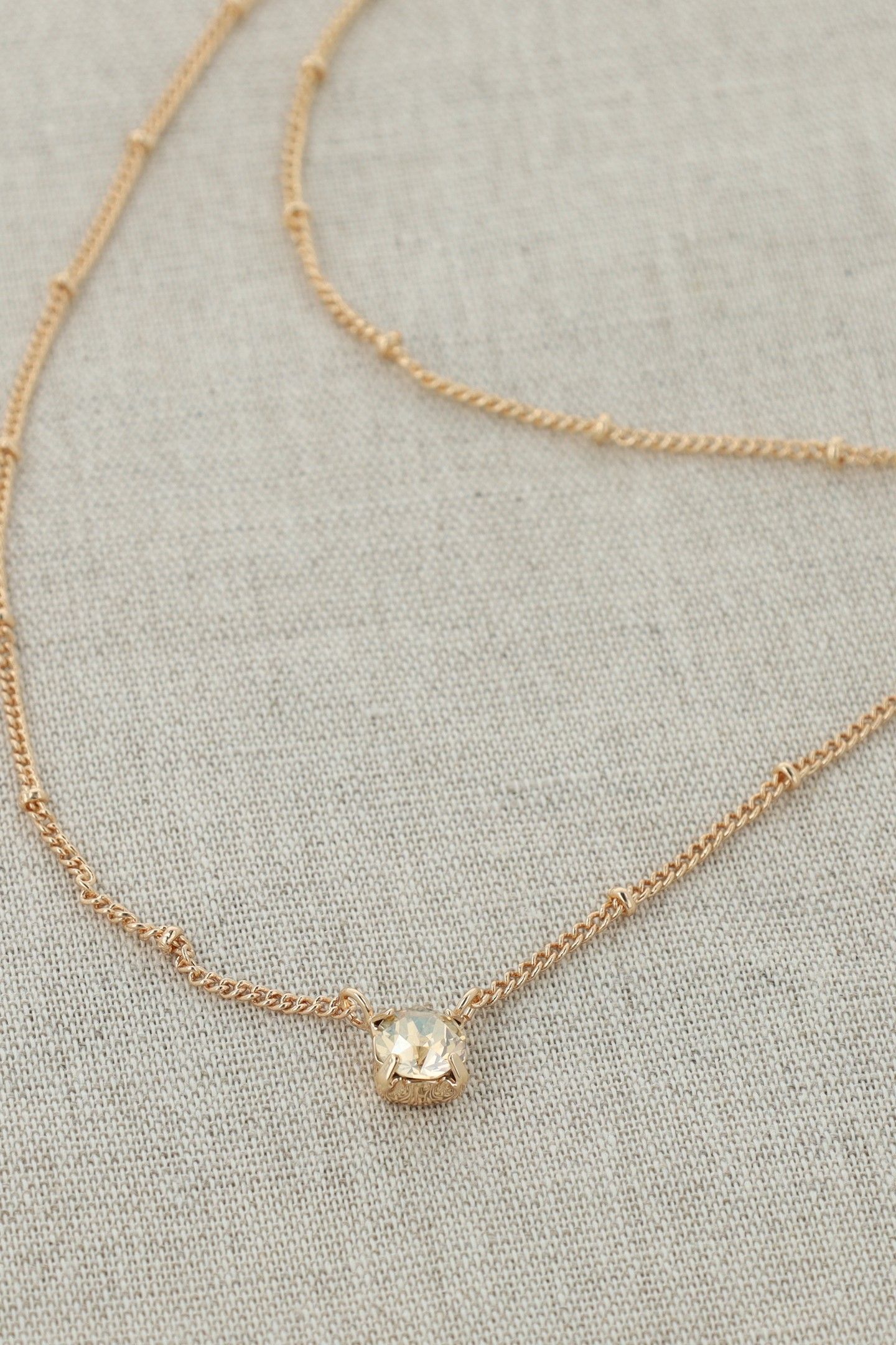 SOLITAIRE CRYSTAL NECKLACE GOLD 3