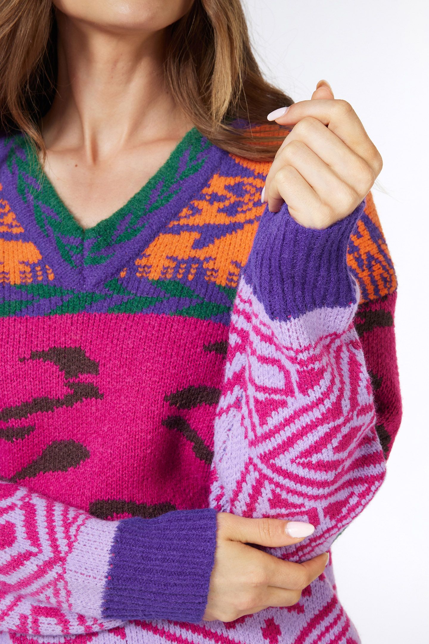 SWEATER JACQUARD COLORED FUCHSIA 7