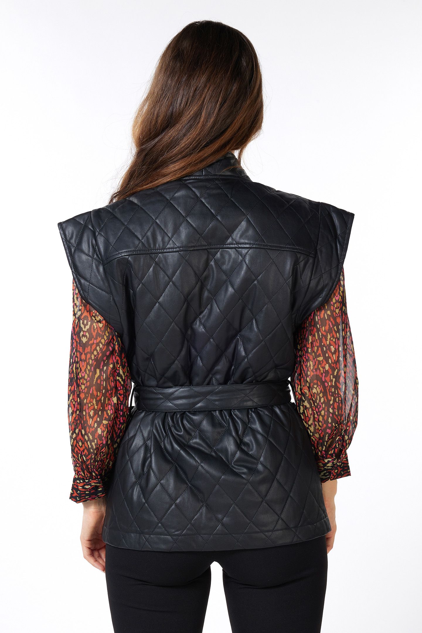 GILET PADDED PU BLACK 4