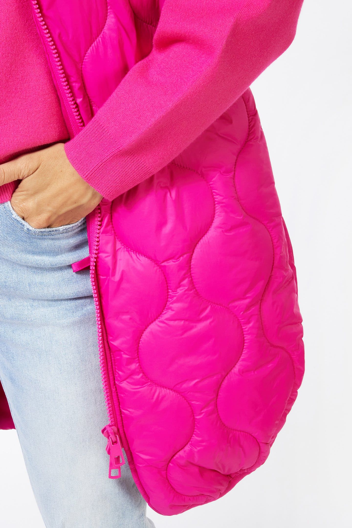 BODYWARMER QUILTED LONG FUCHSIA 9