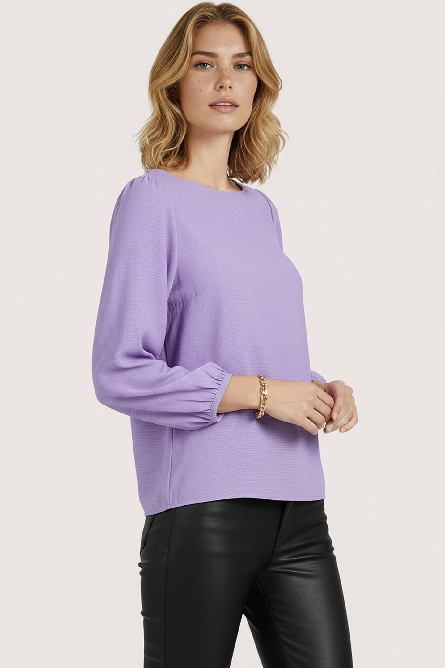 BLOUSE R-NECK STRUCTURE LILAC 1