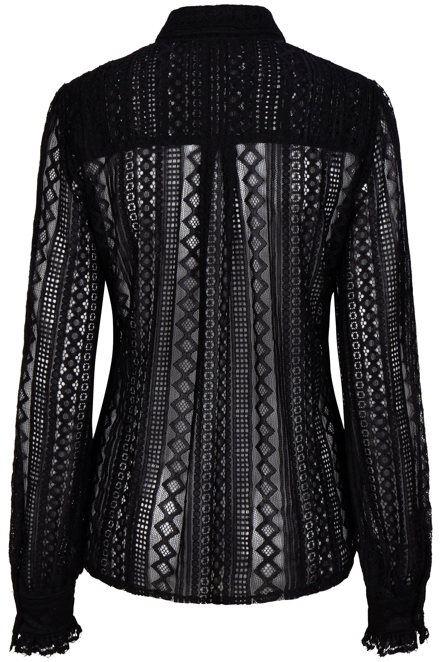 BLOUSE LACE PUFF SLVE BLACK 6