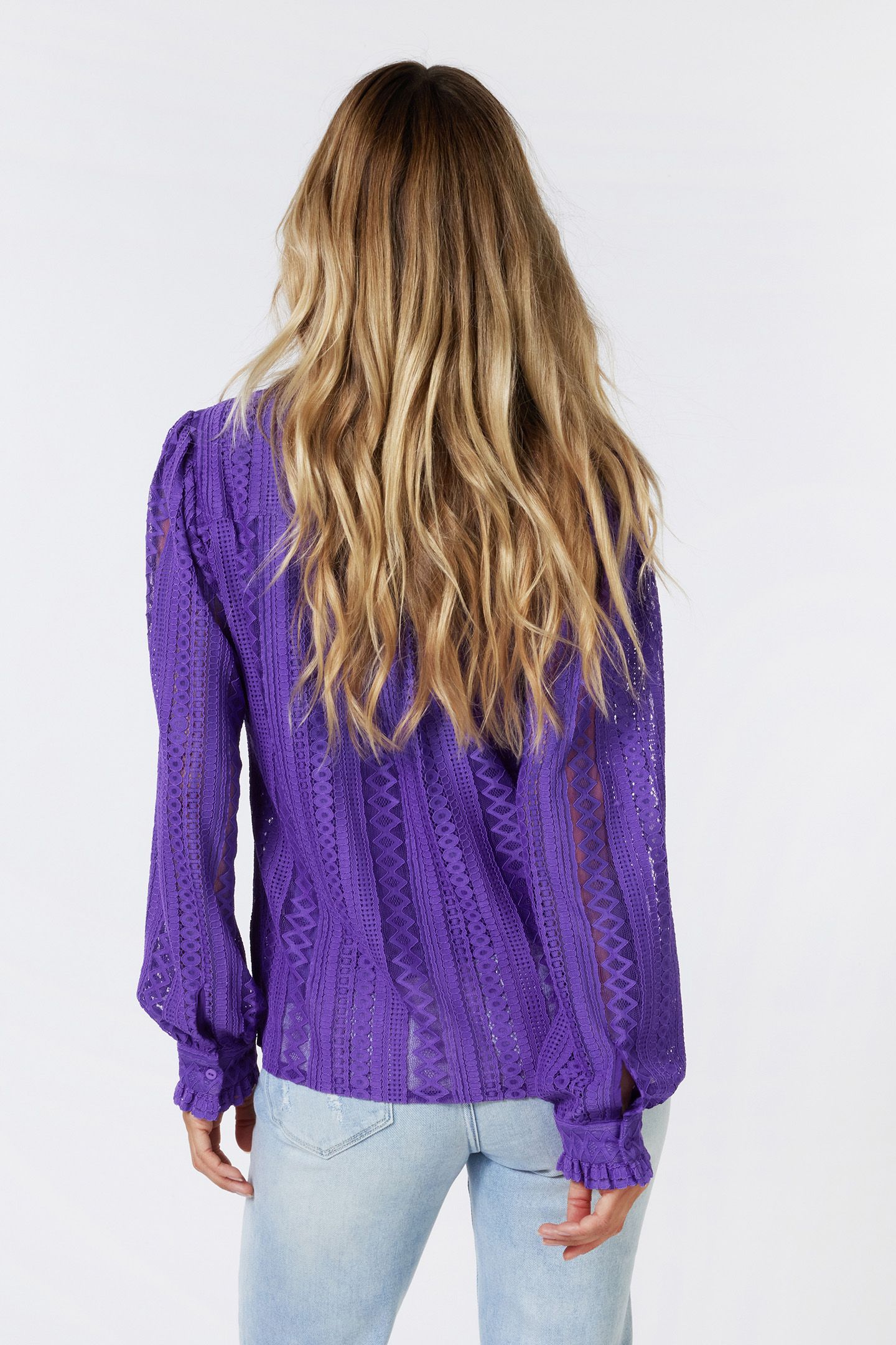 BLOUSE LACE PUFF SLVE DEEP LAVENDER 3