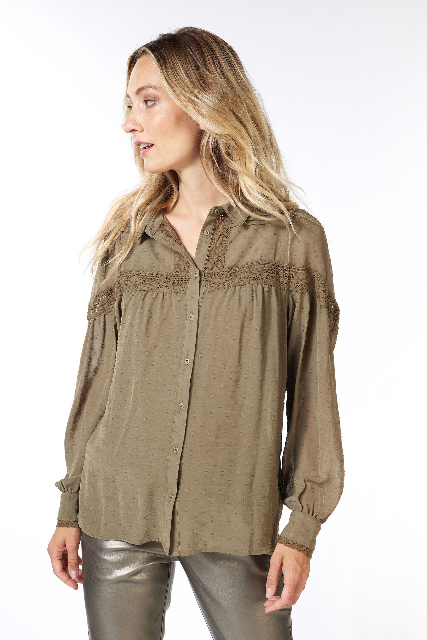 BLOUSE TAPES PLUMETIS ARMY GREEN 3