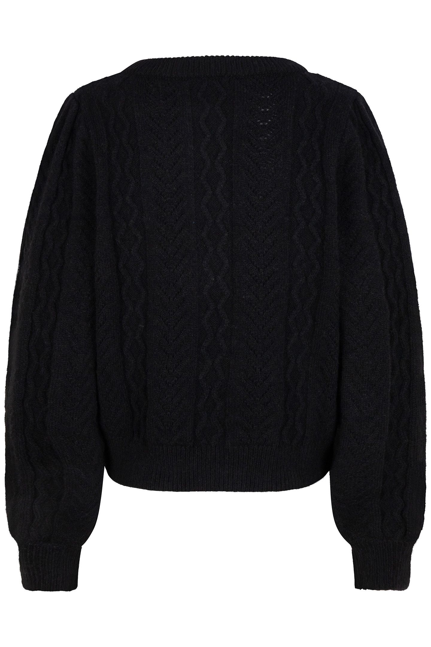 CARDIGAN PUFF SLVE CABLE & AJOUR BLACK 9