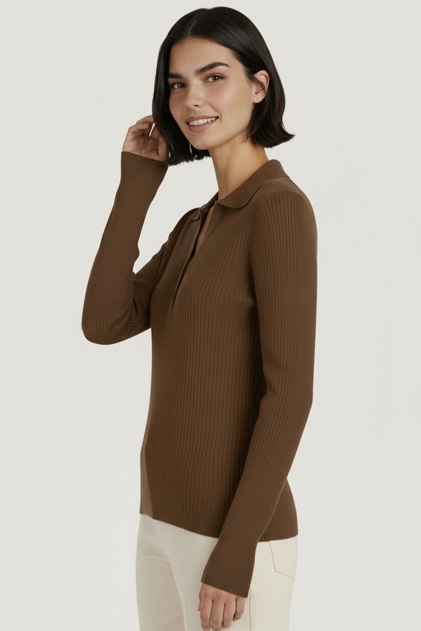 SWEATER POLO COLLAR LONG SLVE ARMY GREEN 2