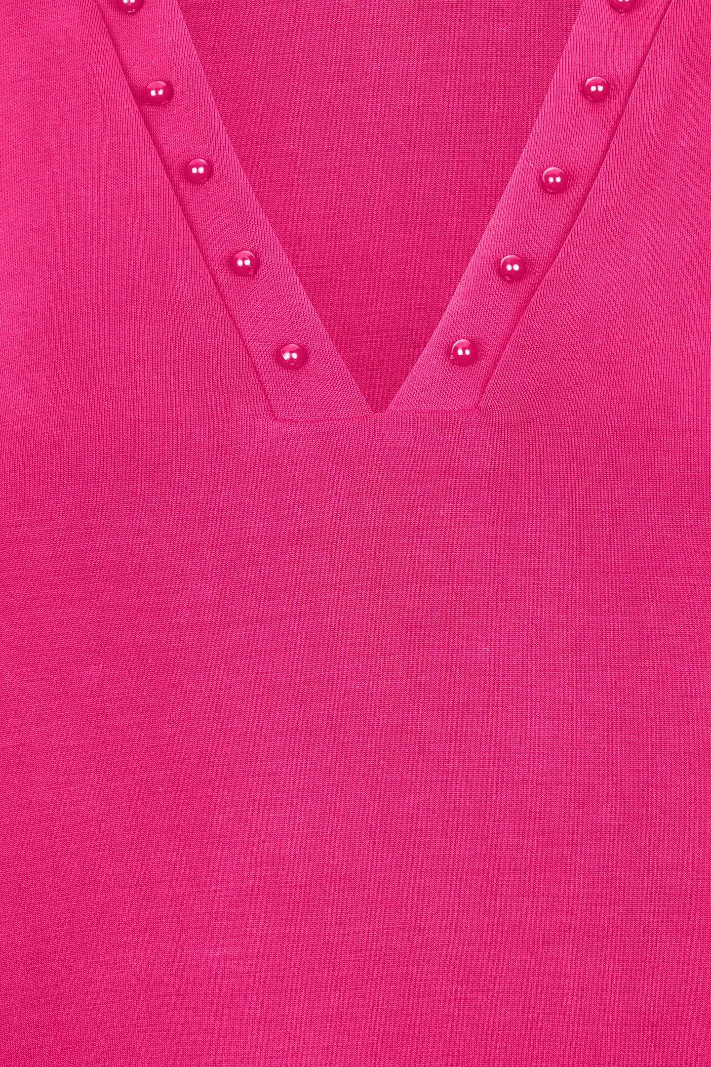 SWEATER “V” STUDS MODAL CERISE PINK 5