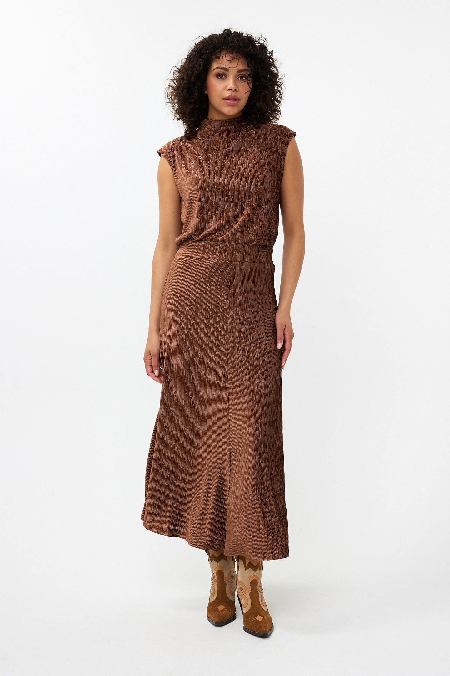 SKIRT CRINKLED VELOURS BRANDY 3
