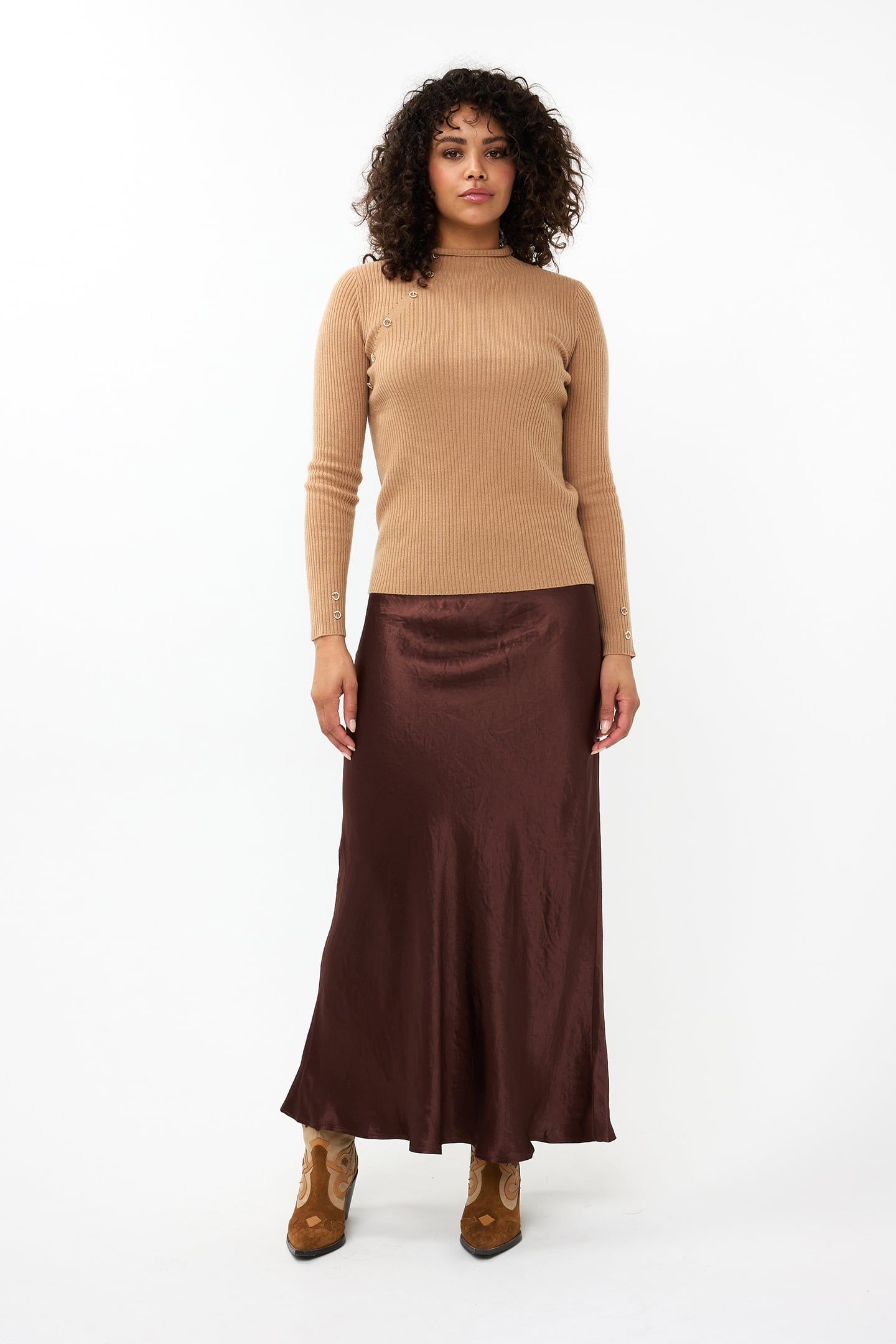 SWEATER COL A-SYM BUTTONS BRANDY 2