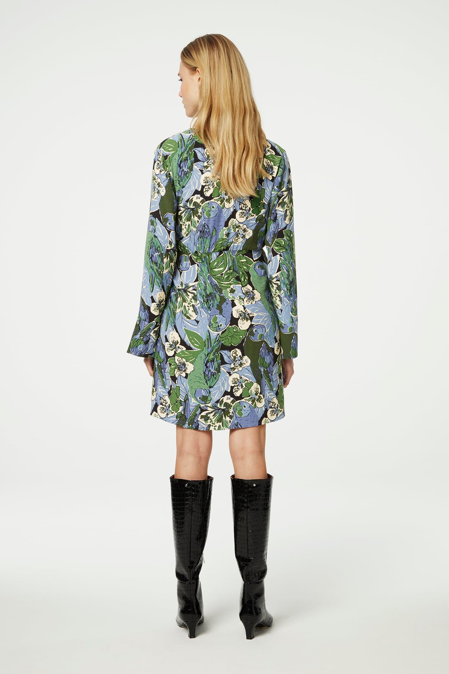 SELENA SHORT DRESS BLACK/PARROT GREEN 2