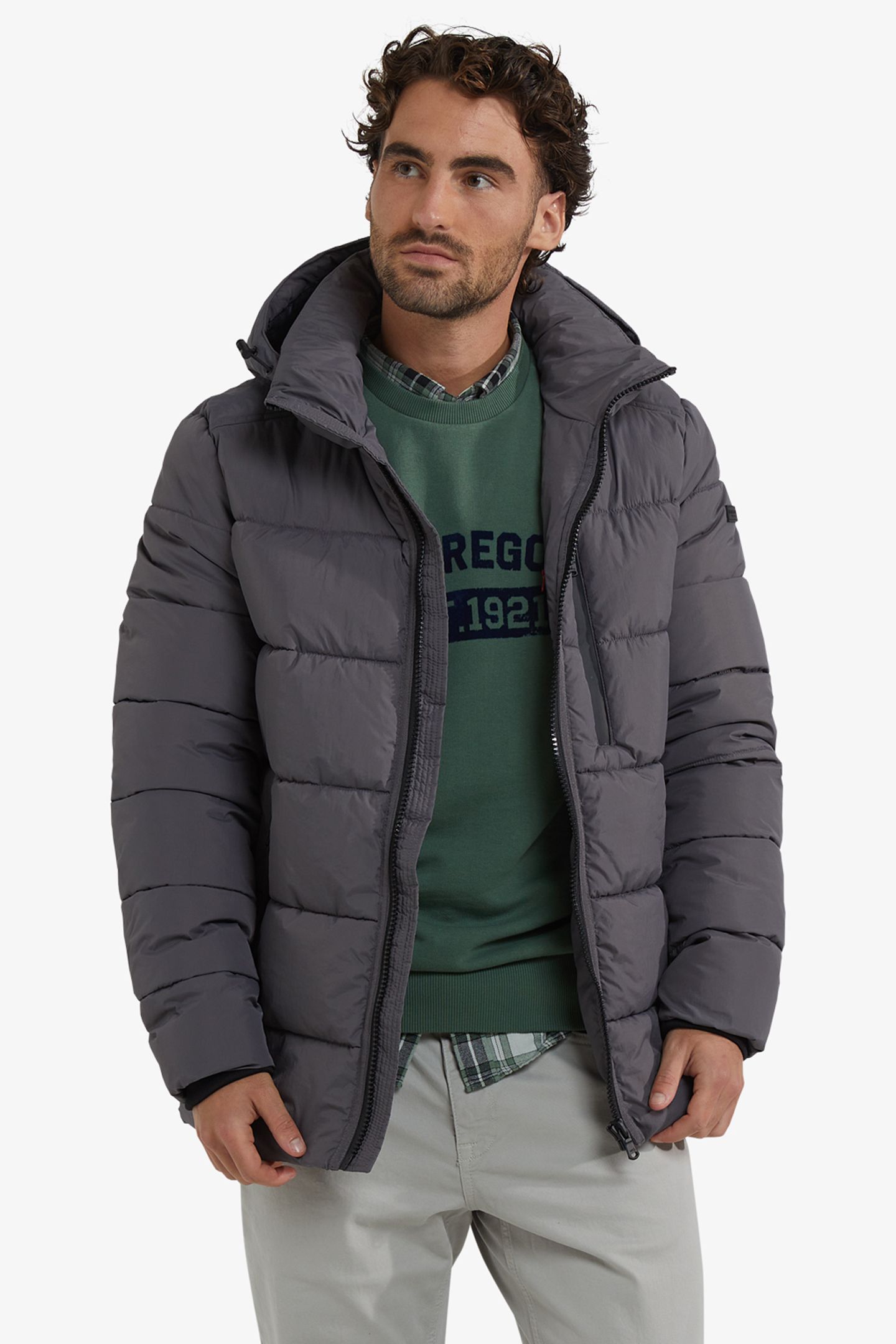 HOODED BOMBER JACKET DARK GREY 1