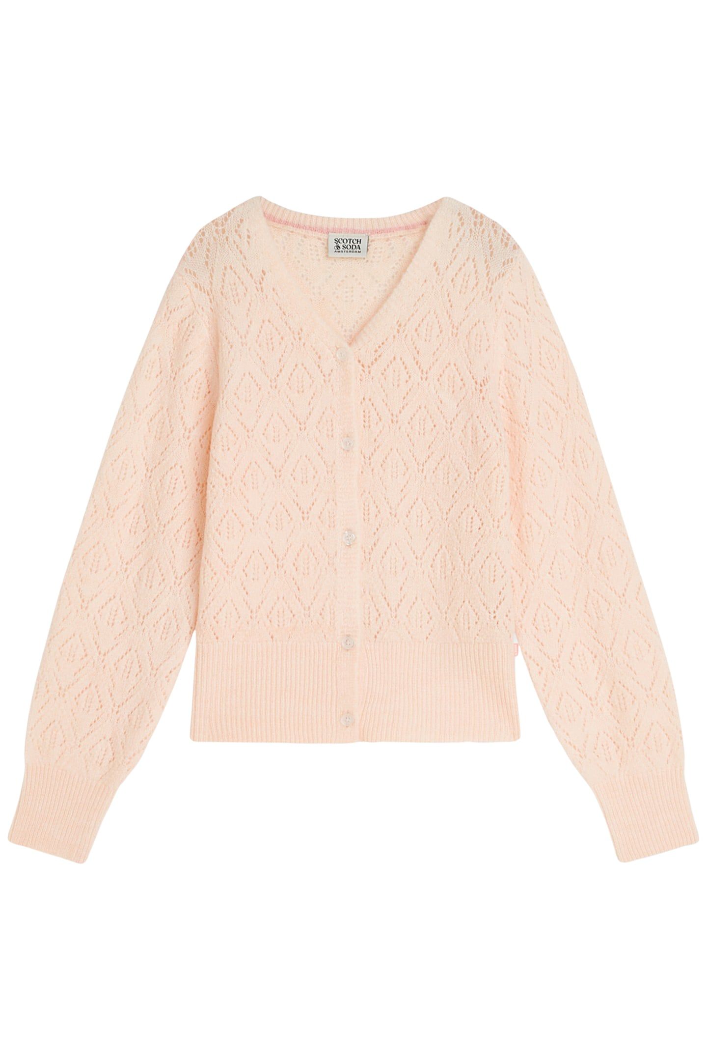 GIRLS POINTELLE SWEATER KNIT CARIDGAN EGGNOG 1