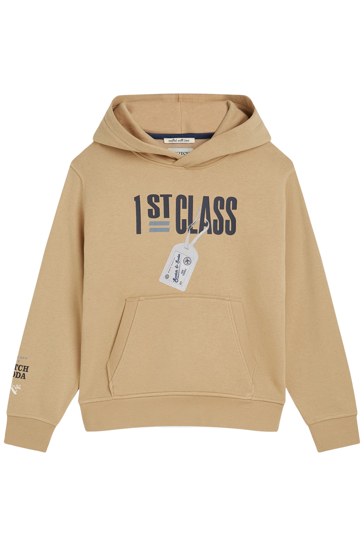 BOYS GRAPHIC FLEECE HOODIE TANNIN 1
