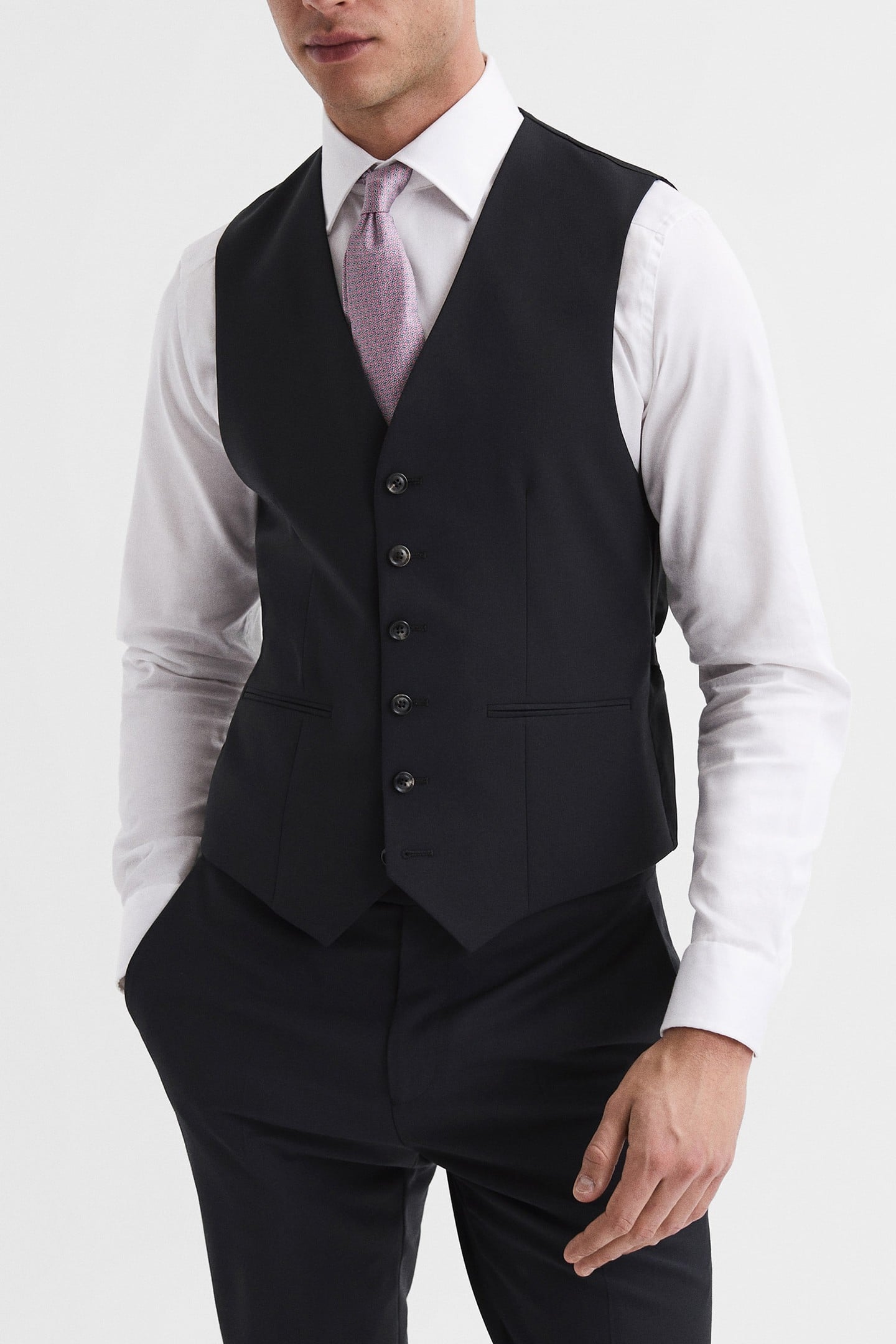 TRAVEL PLAIN WEAVE MODERN WAISTCOAT NAVY 1