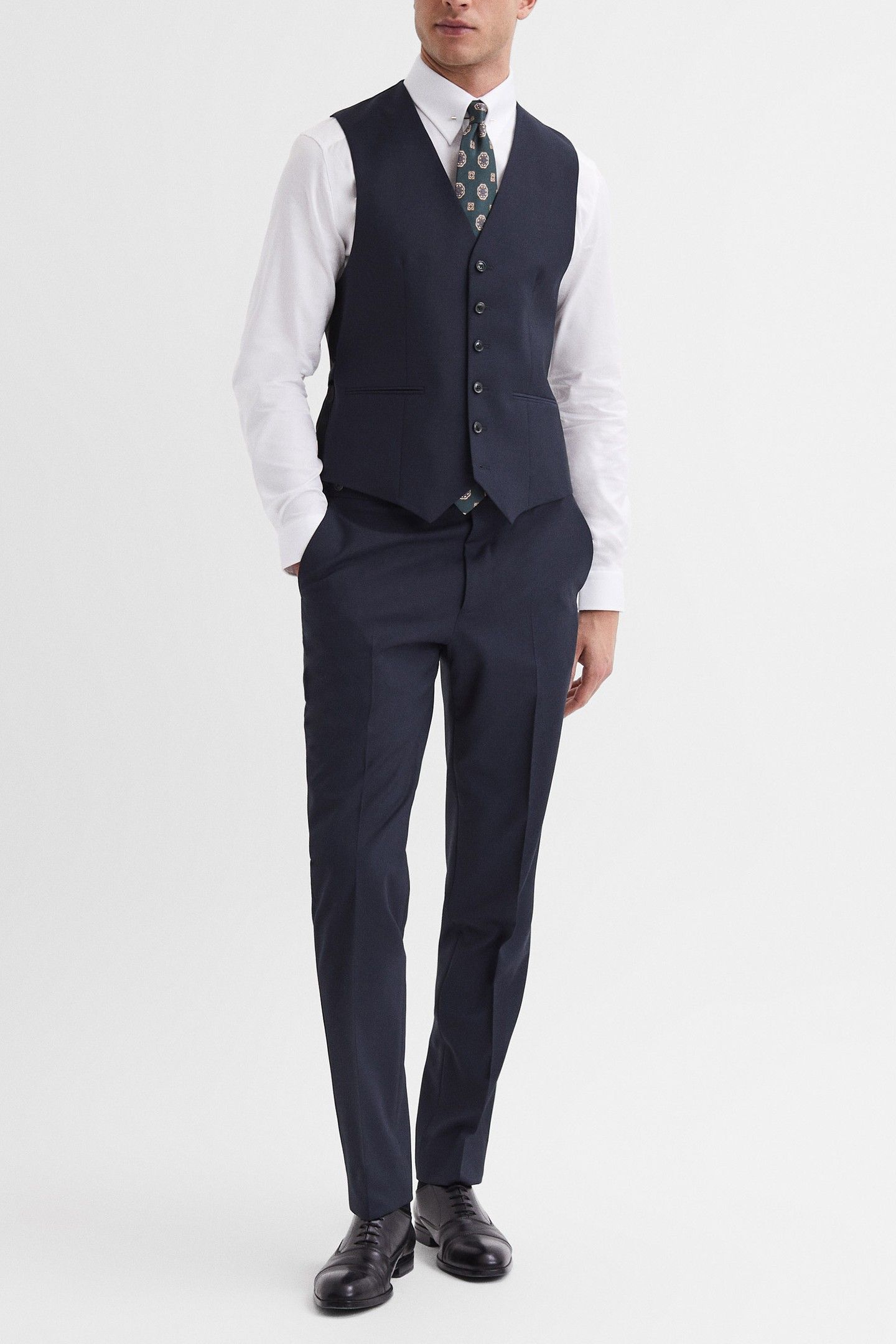 TRAVEL PLAIN WEAVE MODERN WAISTCOAT NAVY 4