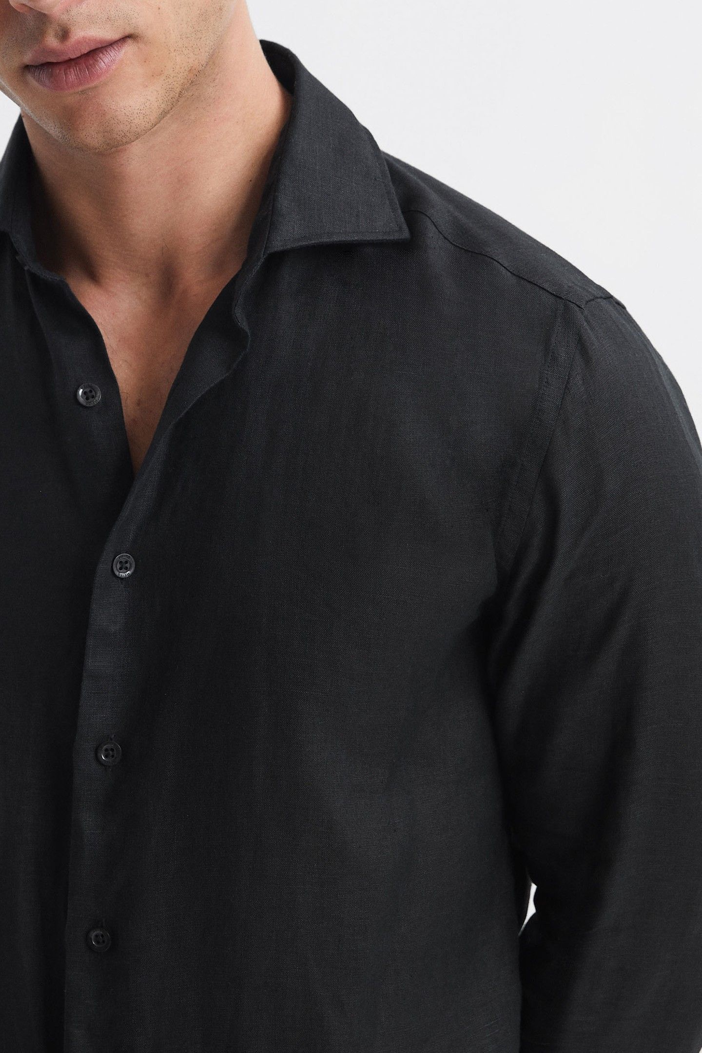 LONGSLEEVE LINEN SHIRT BLACK 10