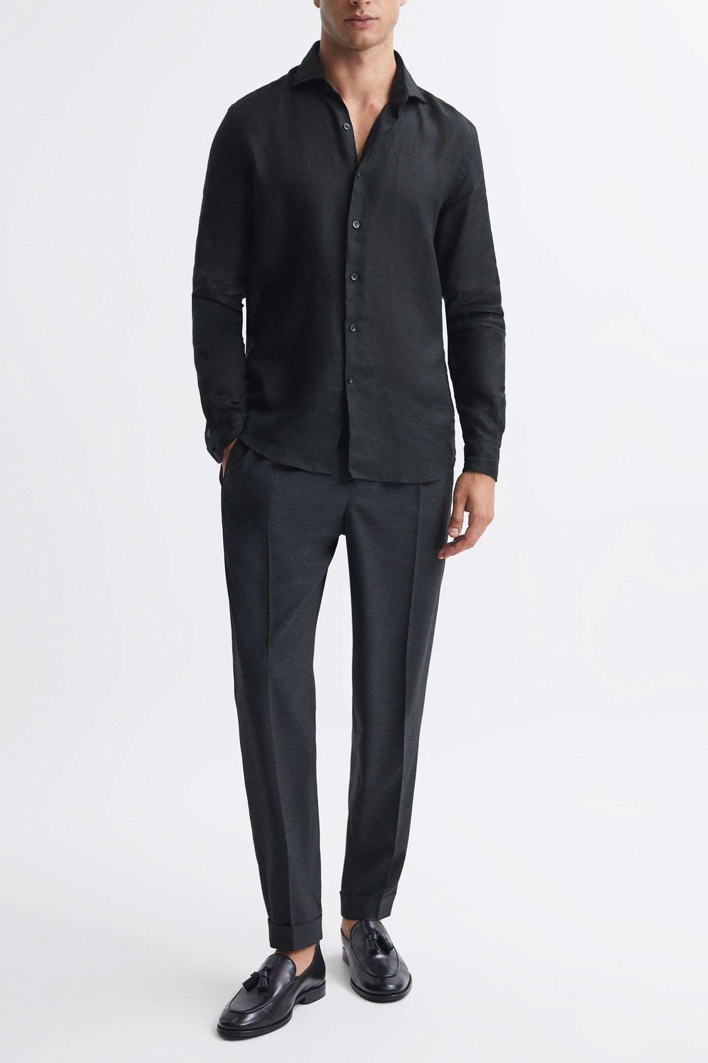 LONGSLEEVE LINEN SHIRT BLACK 3