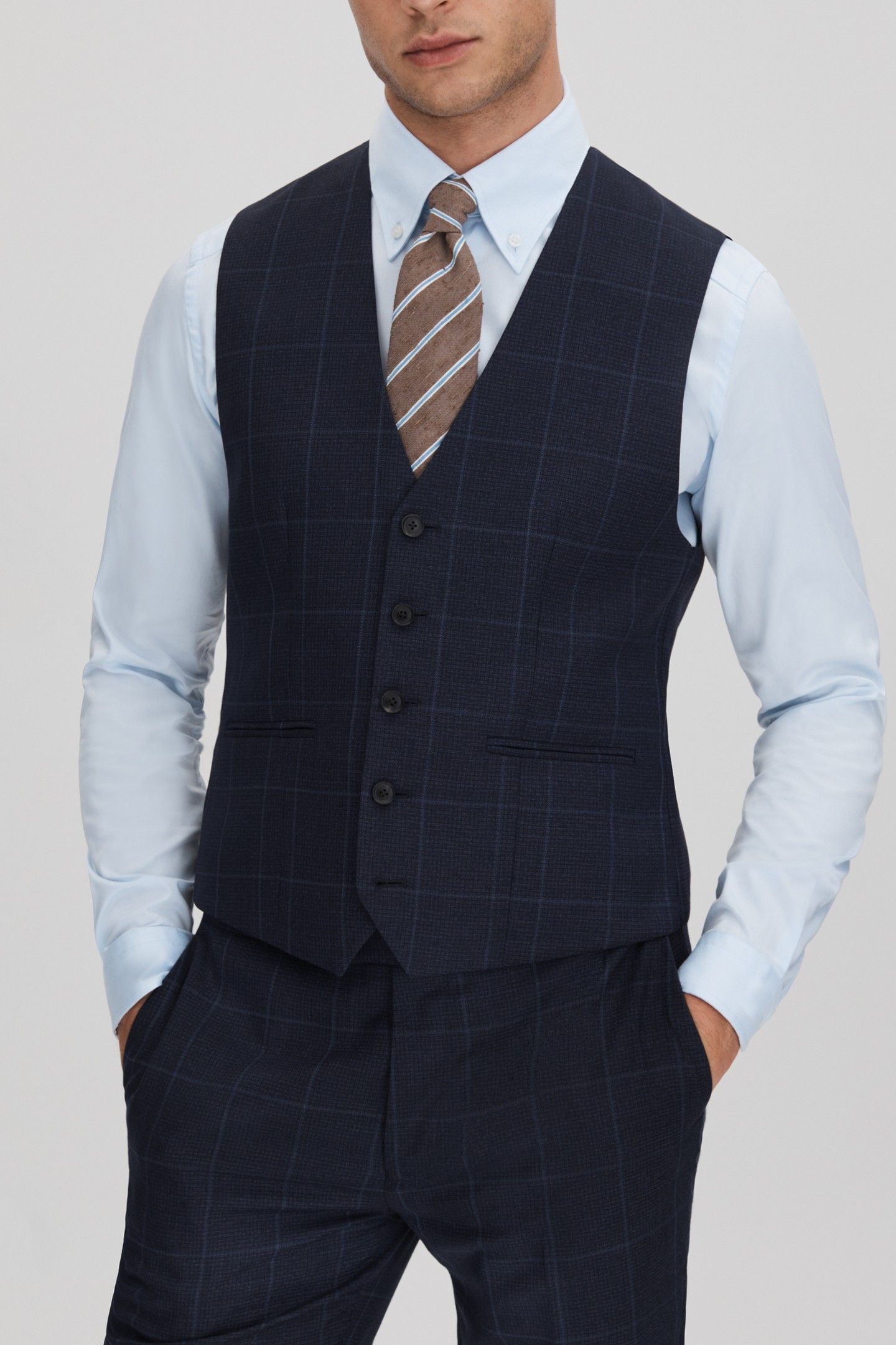 WINDOWPANE HORSESHOE WAISTCOAT NAVY 1