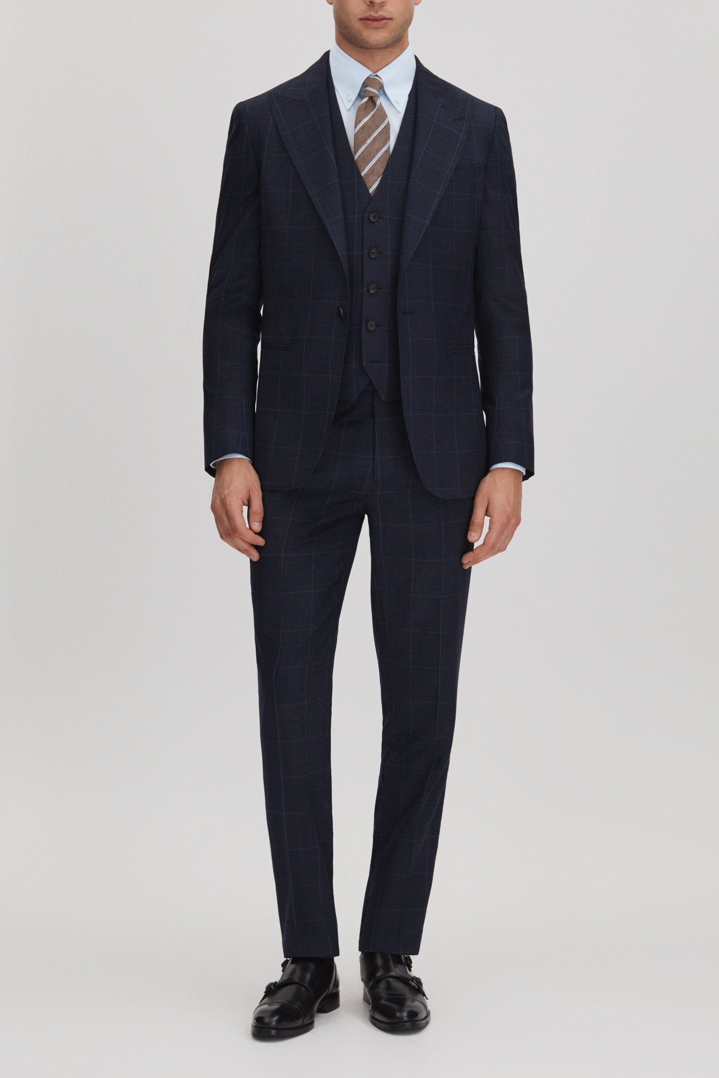 WINDOWPANE HORSESHOE WAISTCOAT NAVY 2