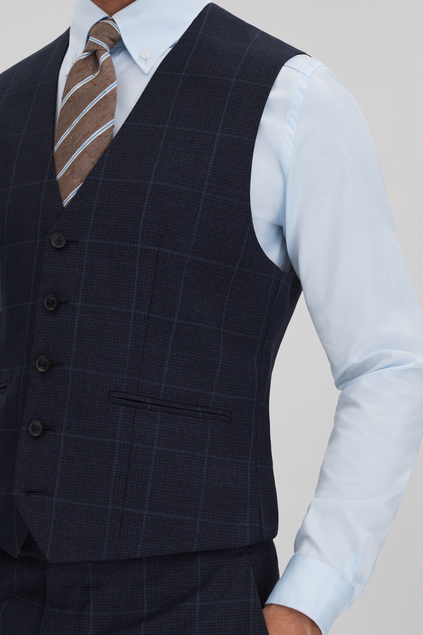WINDOWPANE HORSESHOE WAISTCOAT NAVY 5