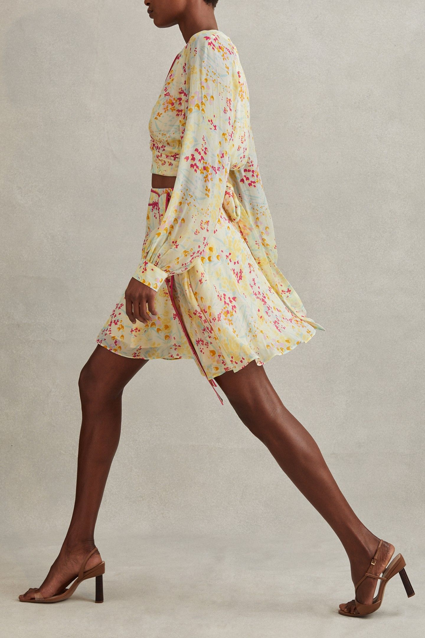 BUTTERCUP PRINTED FLIPPY SKIRT PINK/YELLOW 3