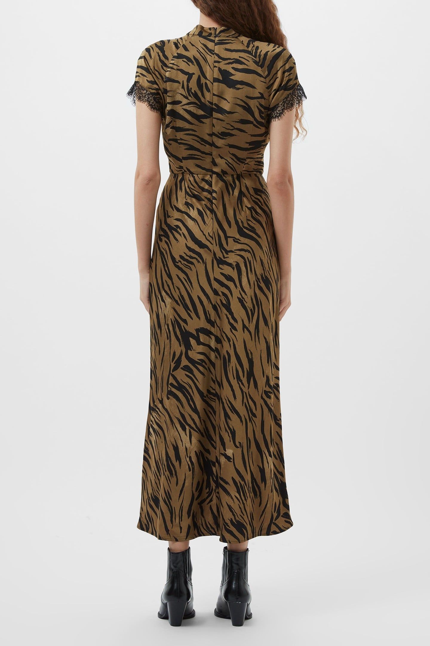ABELINE ENNIS SATIN LACE DRESS GOLDEN OLIVE KHAKI 4