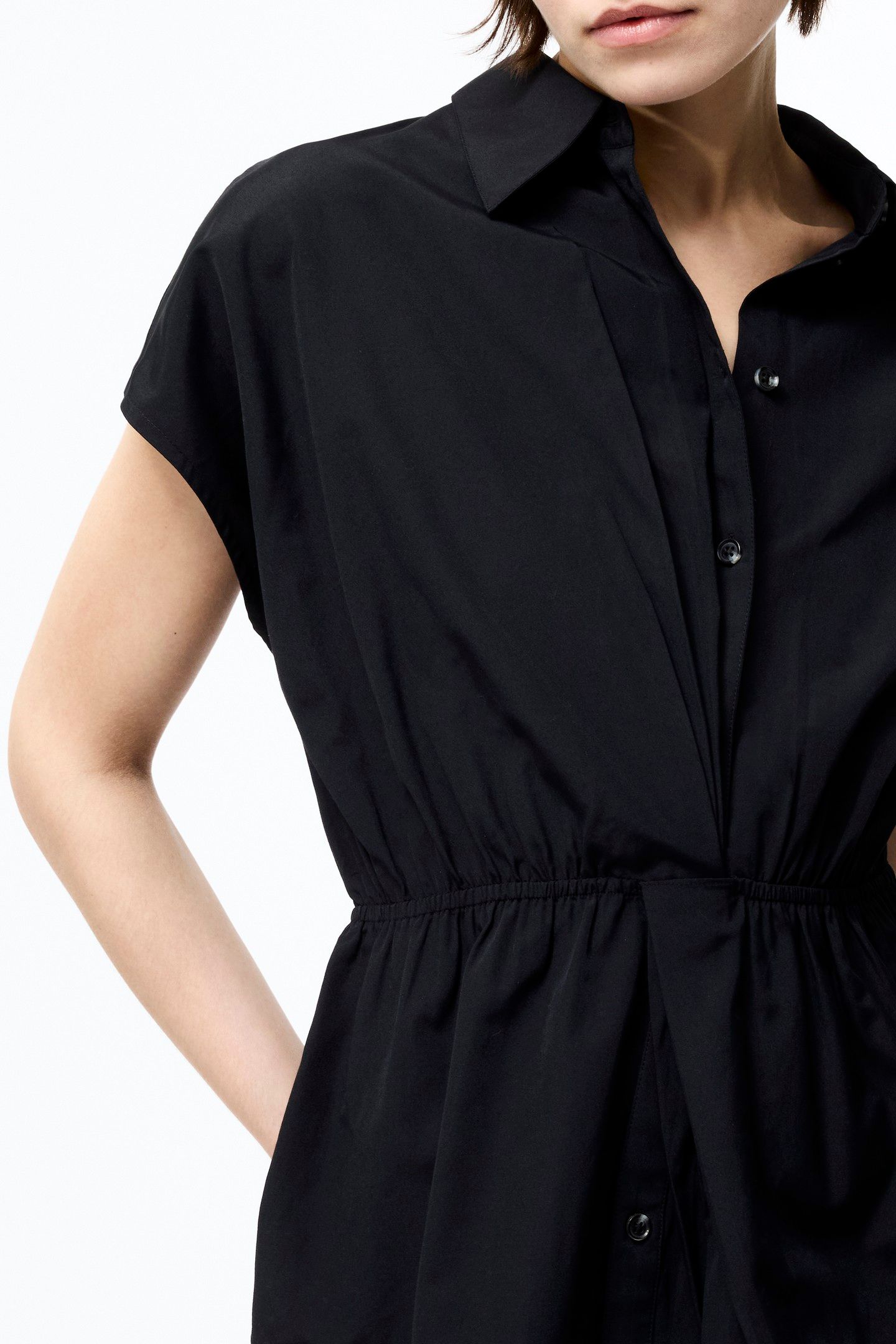 ERA POPLIN TWIST KNOT SHIRT BLACK 3
