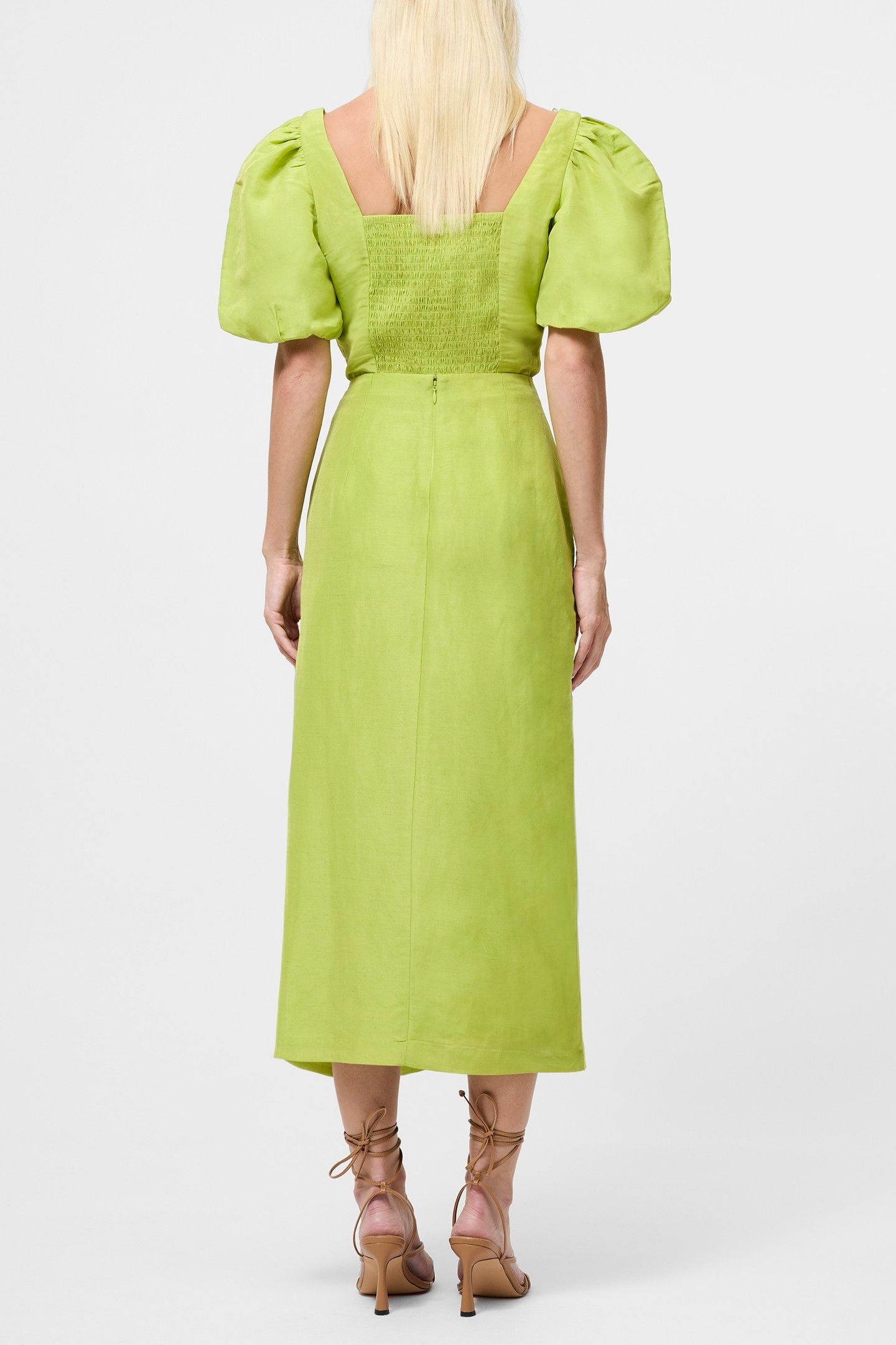 ISLAY LINEN MIDI SKIRT CACTUS GREEN 2