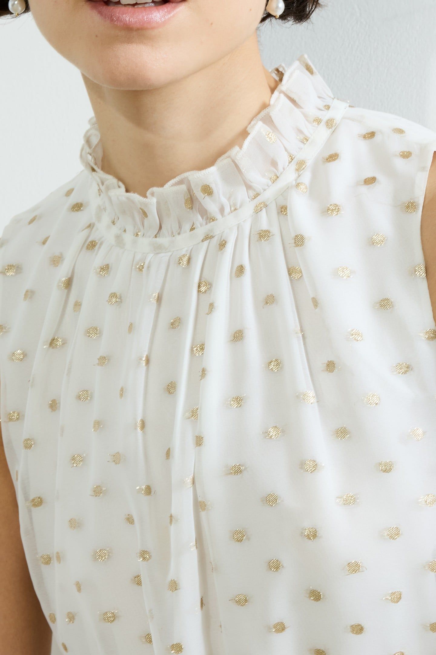 ARLO JACQUARD TIERED DRESS SUMMER WHITE/GOLD 4