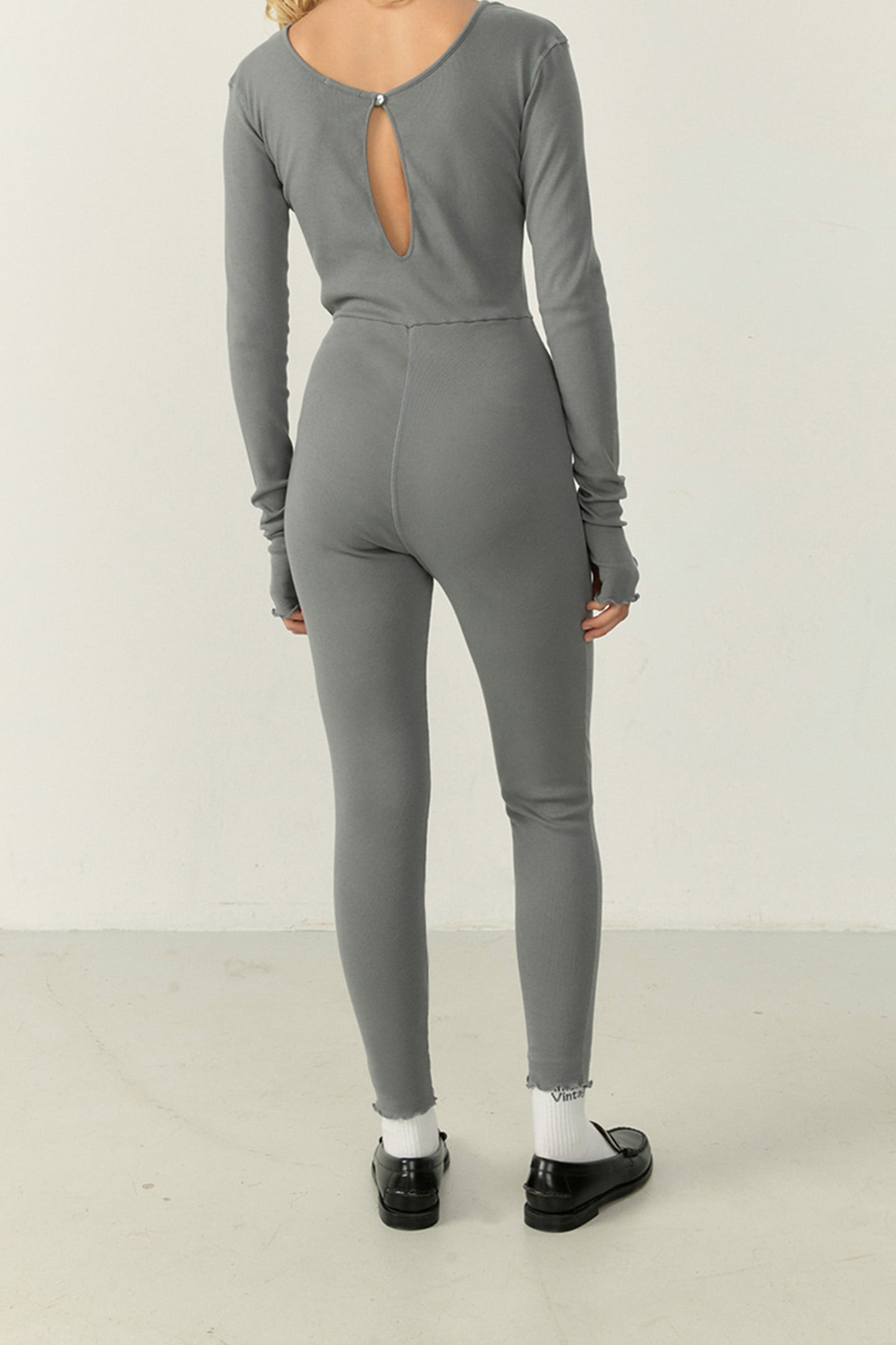 MID-LENGTH BOAT NECK PANTS JUMPSUIT FOGGY 1