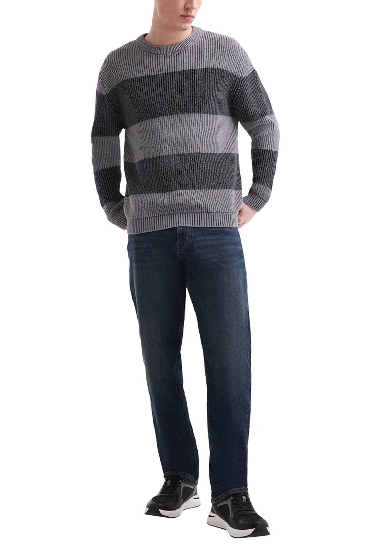 S.OLIVER-QS PULLOVER GREY/BLACK 2