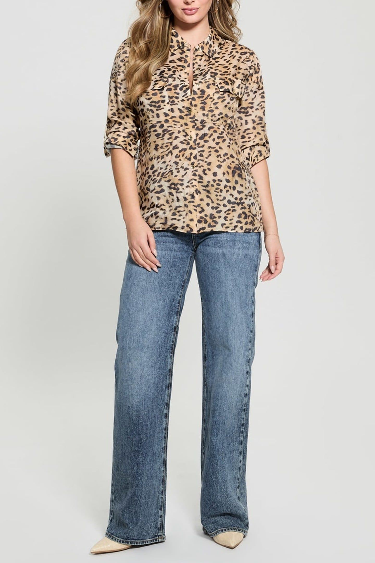 GUESS ECO ENORA EQUIPMENT SHIR CHEETAH SKIN PRINT 9