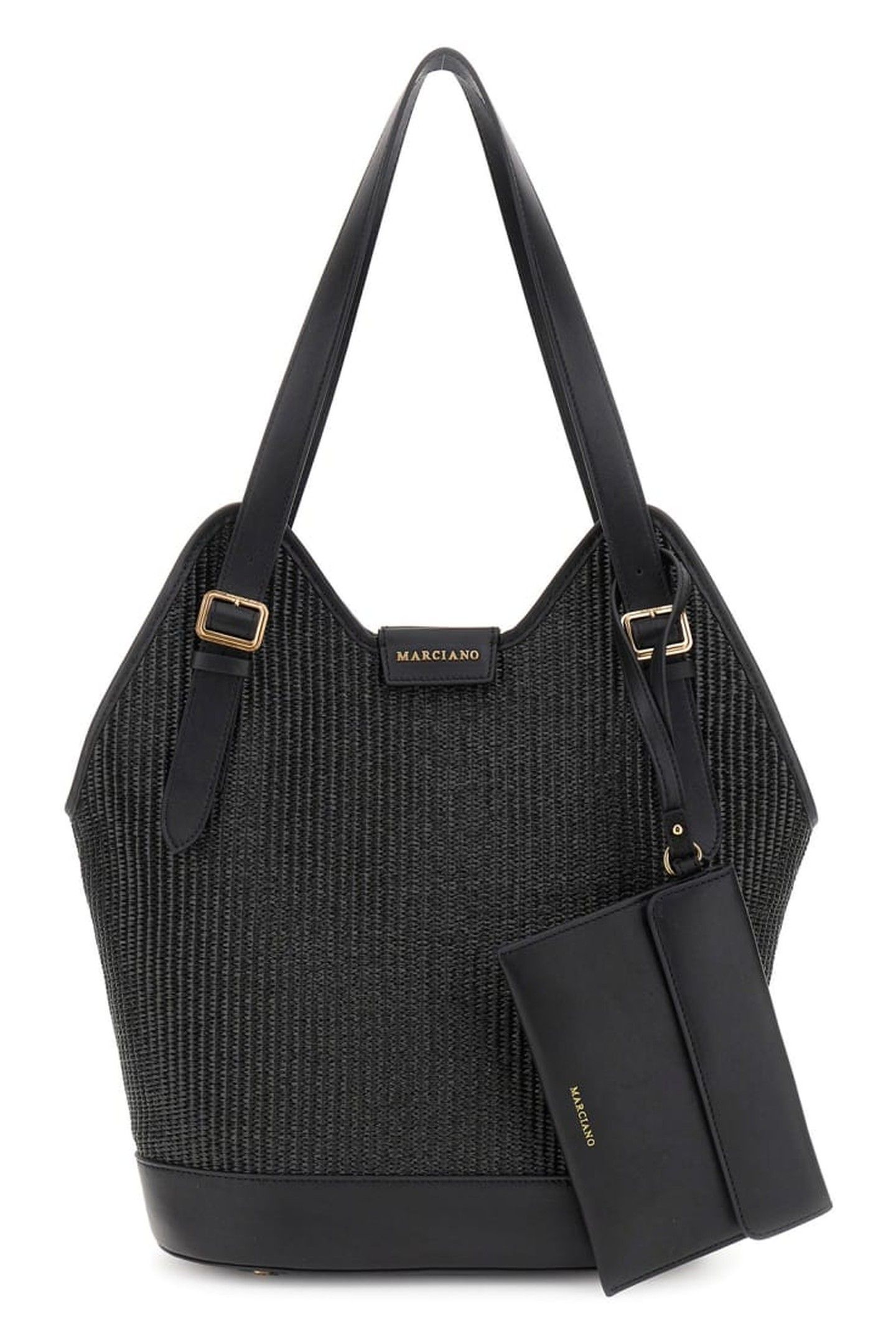 MARCIANO BY GUESS RAFFIA HOBO JET BLACK 6