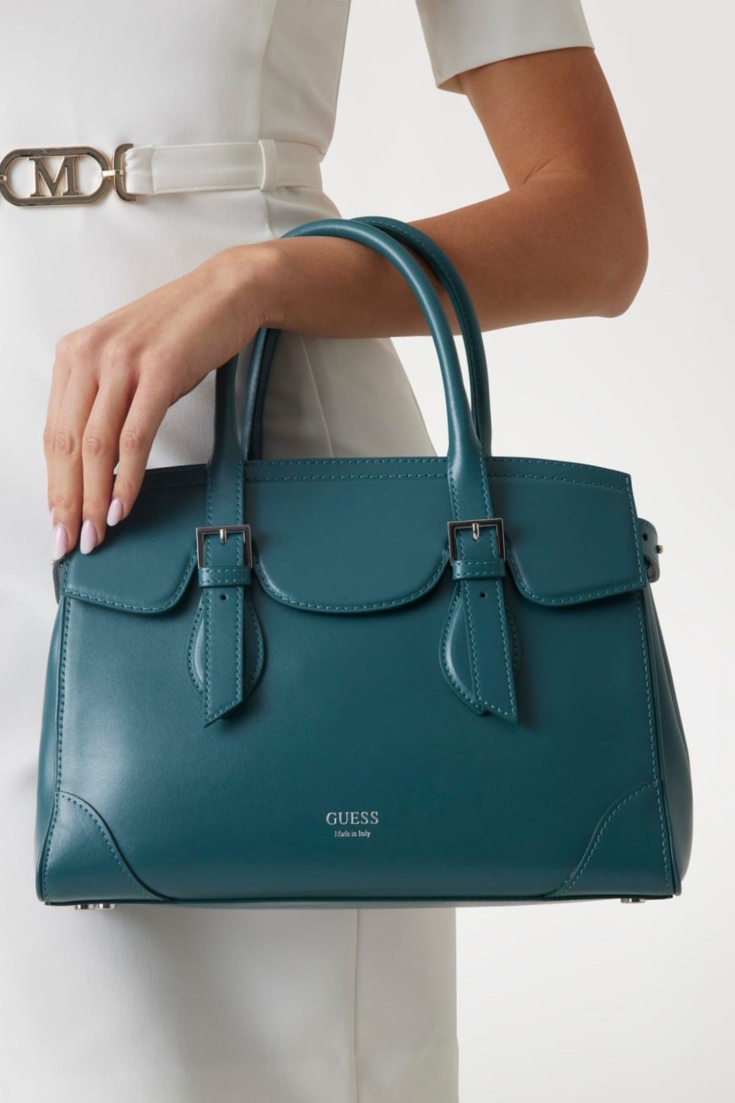 MARCIANO BY GUESS DIANA MAXI SATCHEL CHROME GREEN 2