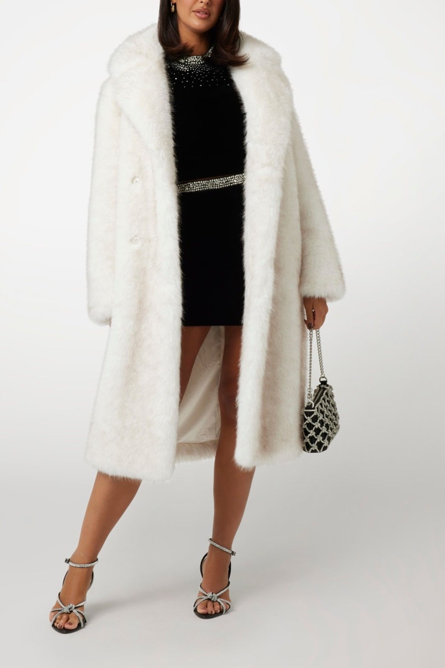 MARCIANO BY GUESS AUDREY LONG COAT MACADAMIA MULTI 1
