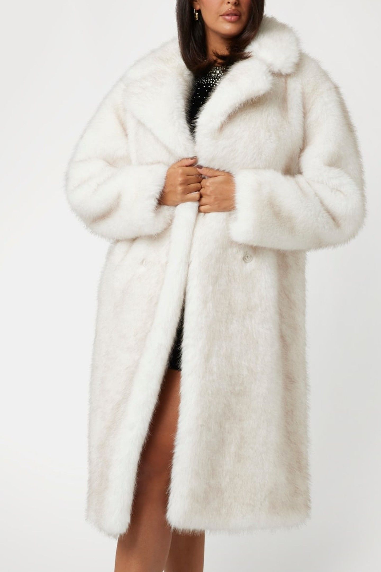 MARCIANO BY GUESS AUDREY LONG COAT MACADAMIA MULTI 2