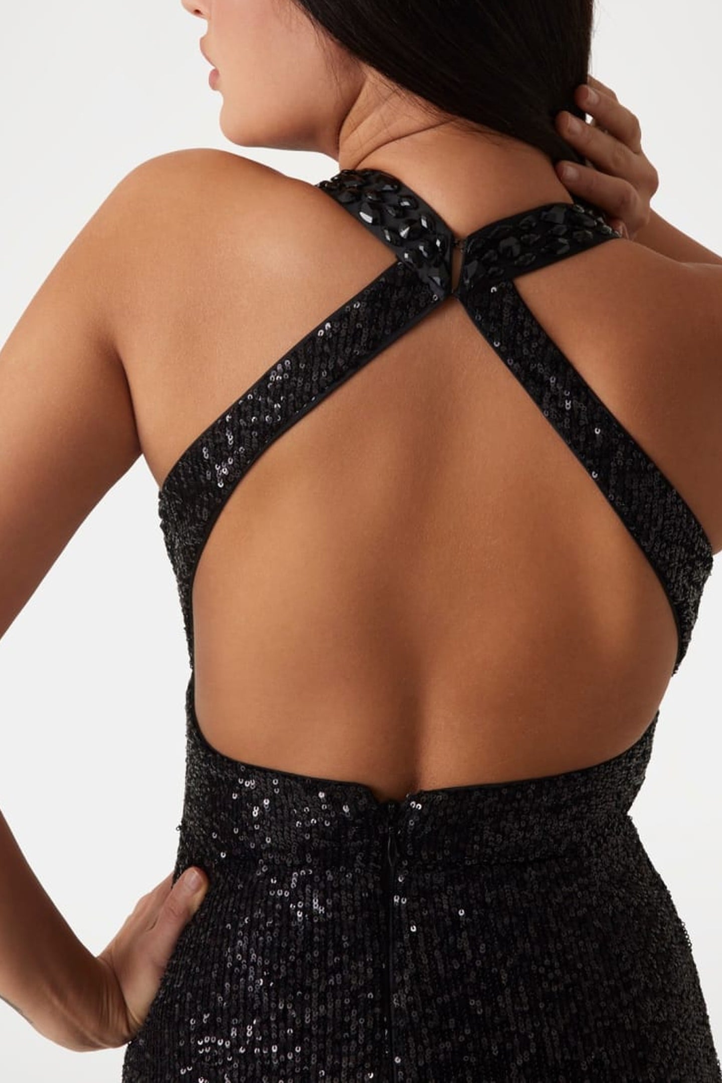 MARCIANO BY GUESS MILANA SEQUIN GOWN JET BLACK 10