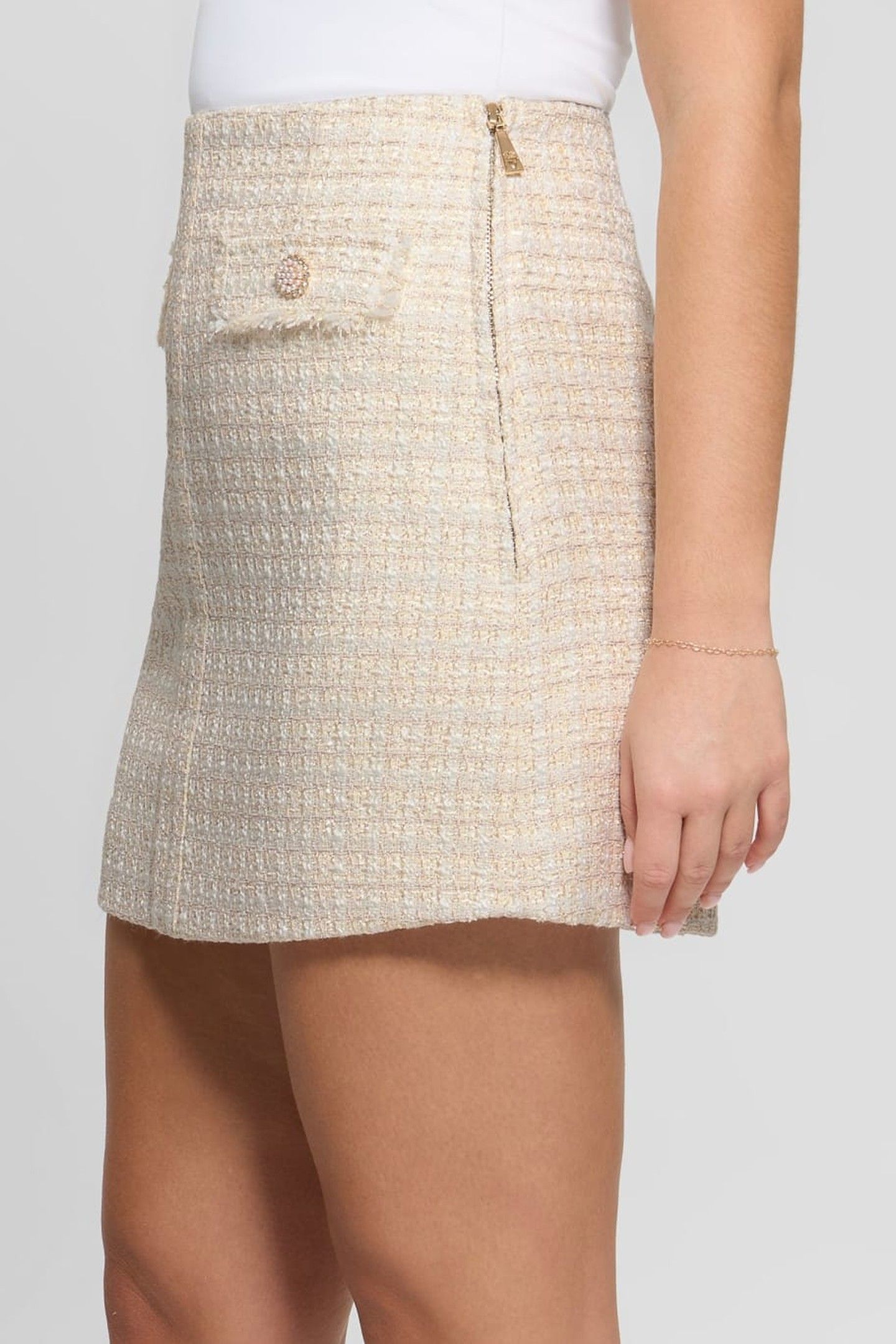 GUESS ECO DAPHNEE MINI FLAP SK CREAM TWEED COMBO 3