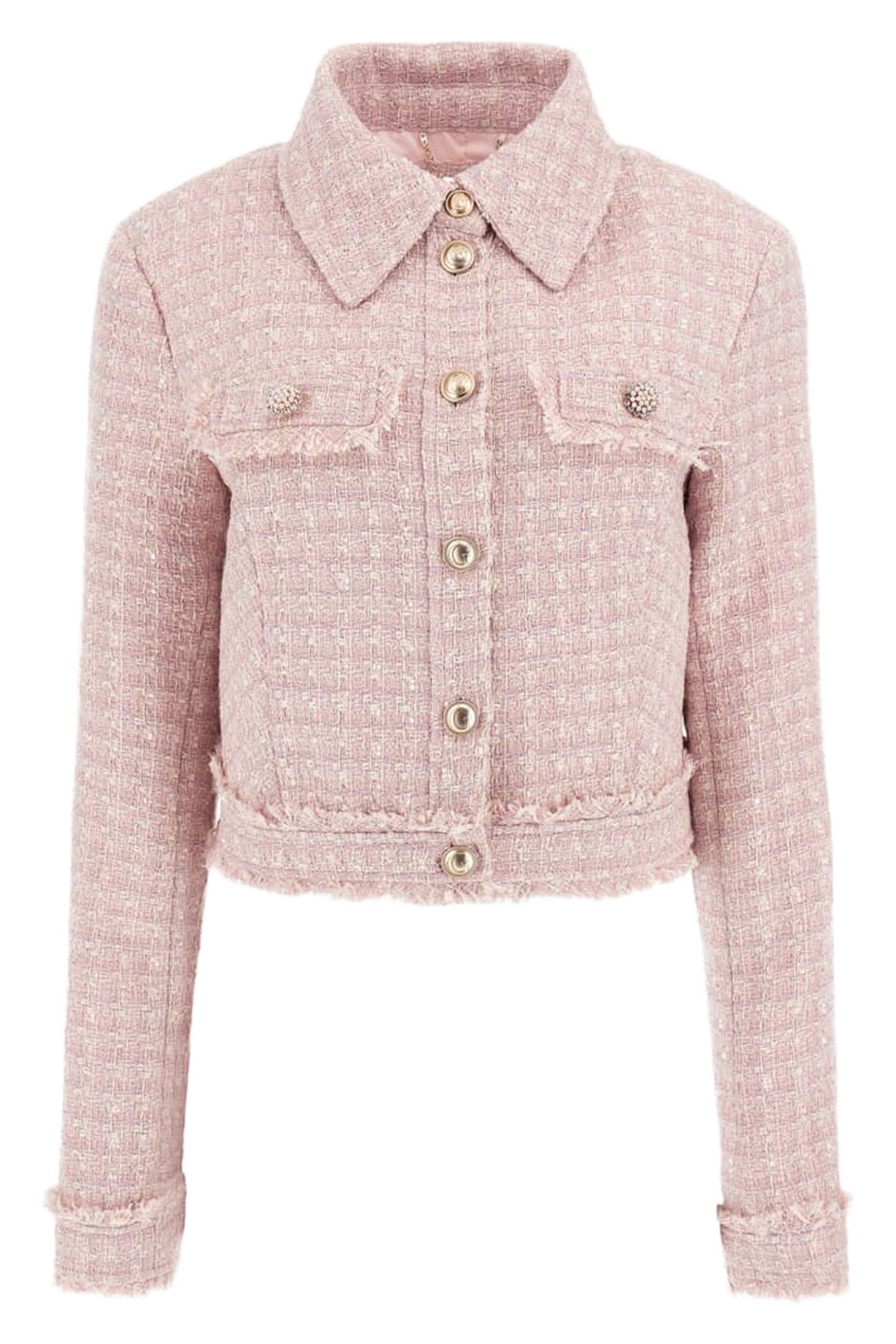 GUESS ECO DAPHNEE CROPPED JACK PINK AND WHITE TWEED 9