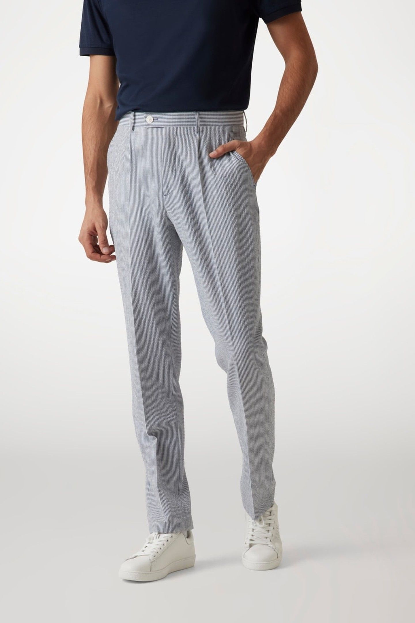 MARCIANO BY GUESS MAX PLEATED REG CHIN WHITE/BLUE STRIPES 1