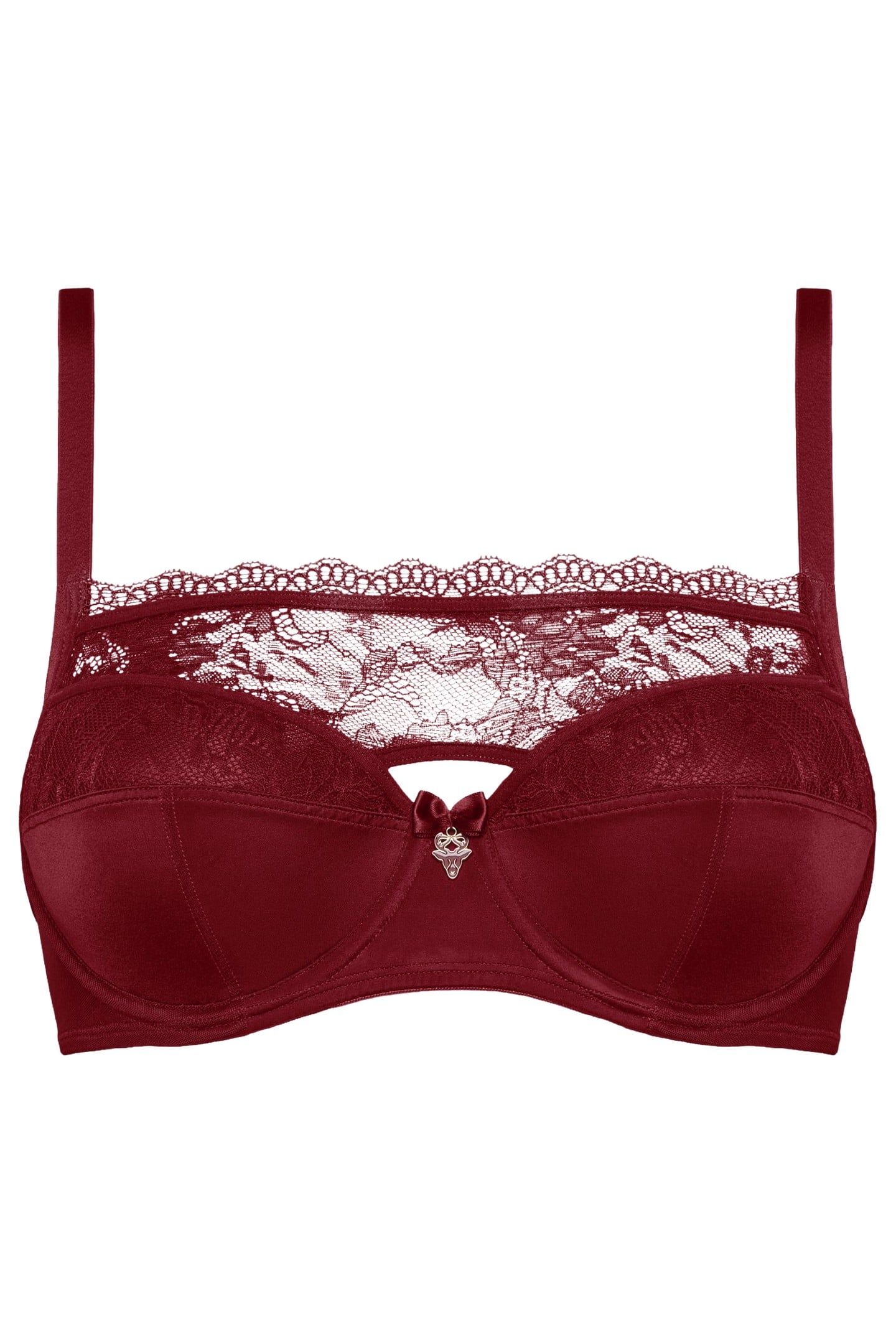 CARITA CABERNET RED AND LACE PLUNGE BALCONY BRA 4