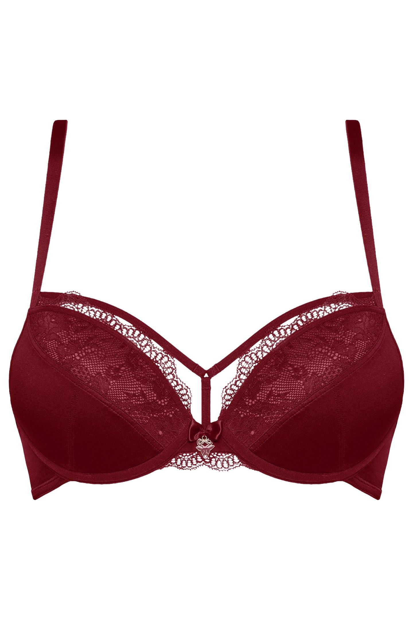 CARITA CABERNET RED AND LACE PUSH UP BRA 4